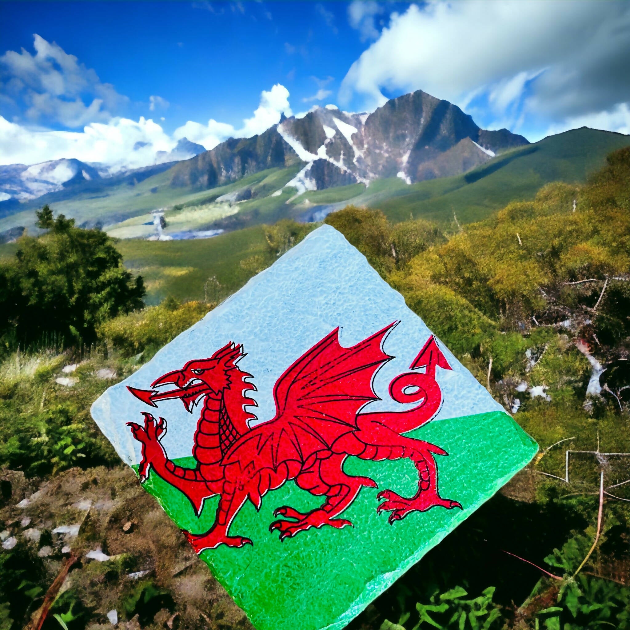 Welsh dragon slate coasters