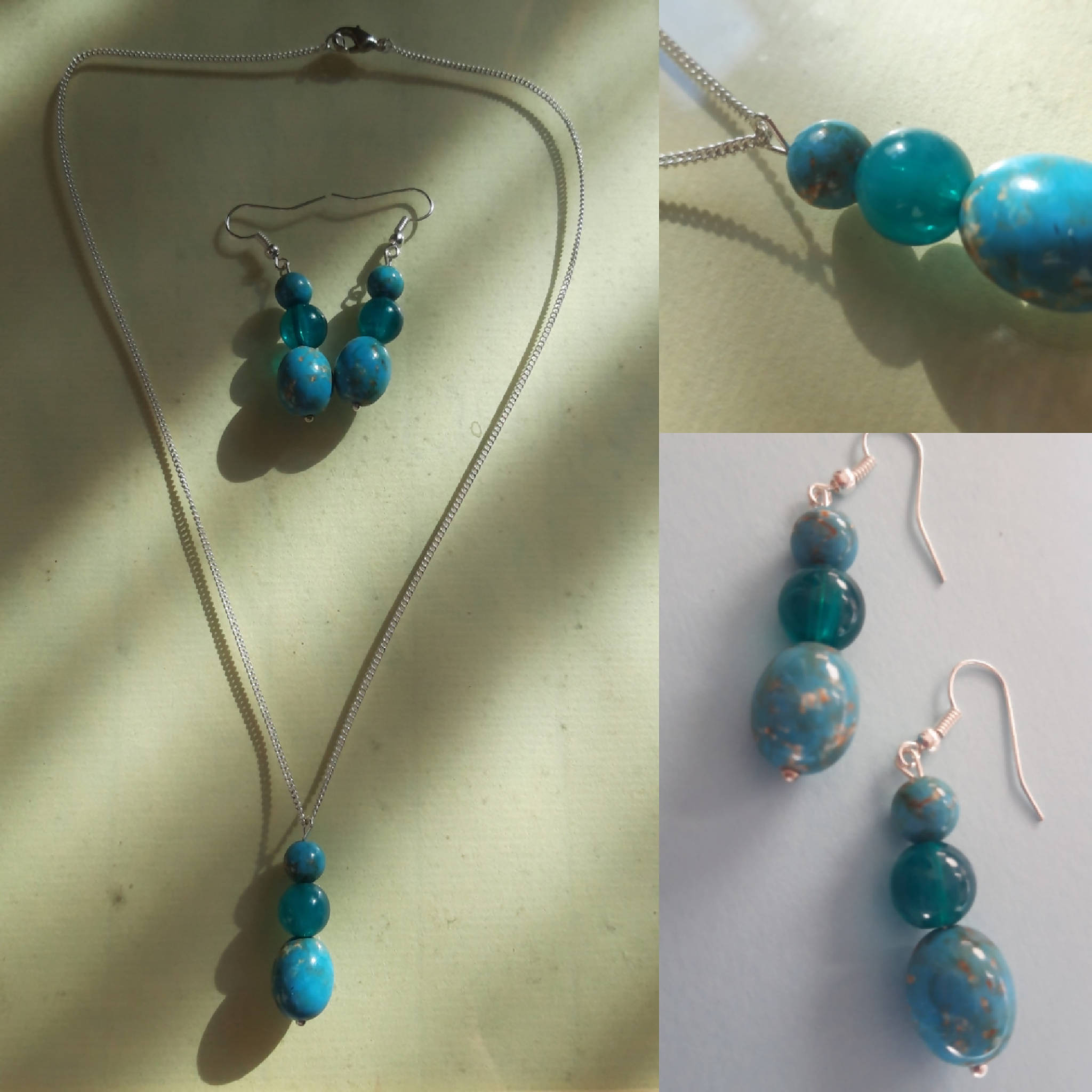 Blue necklace and earring set