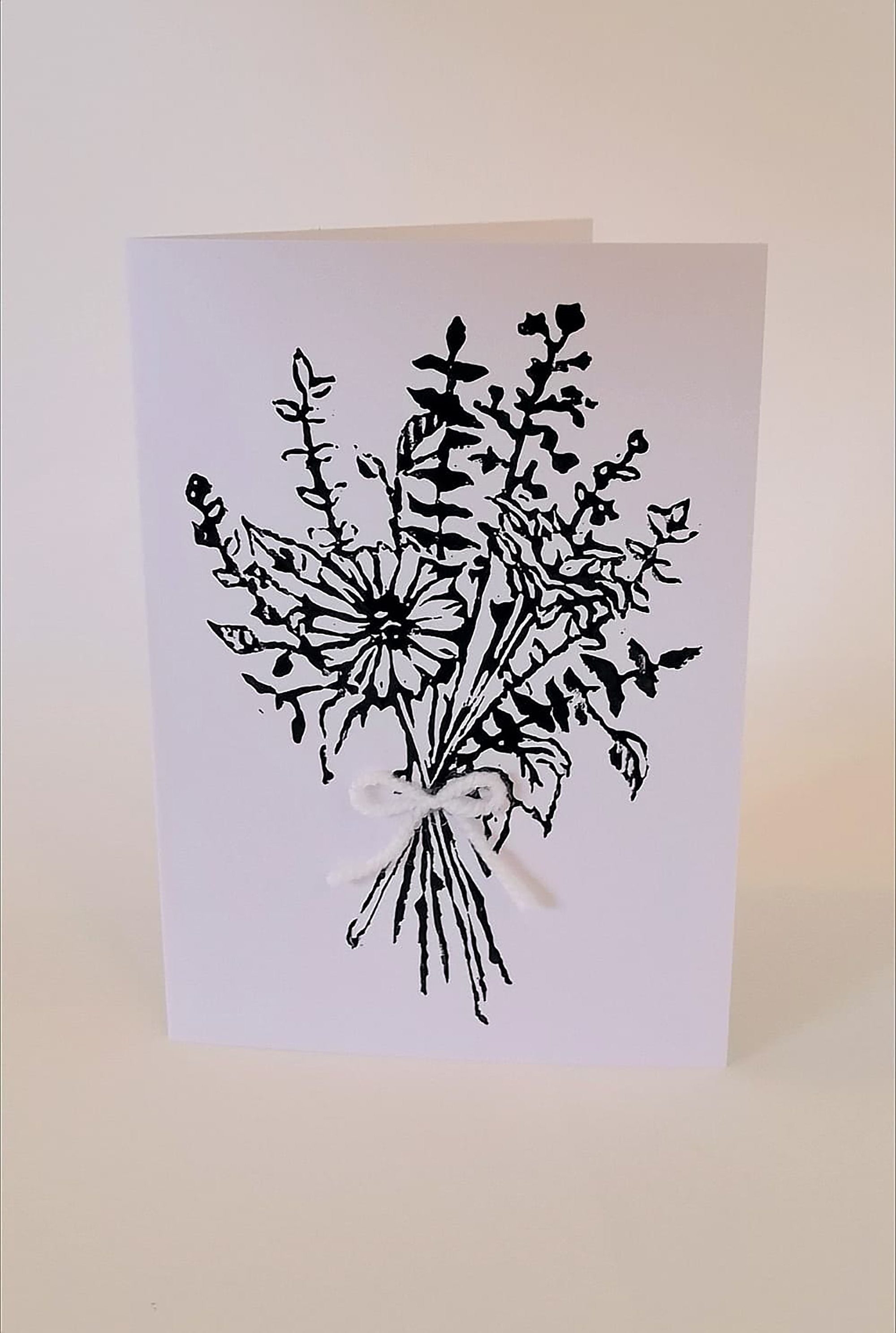 Flower Bouquet' Lino-Print Card