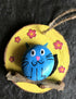 Wood cookie cat hanging decoration