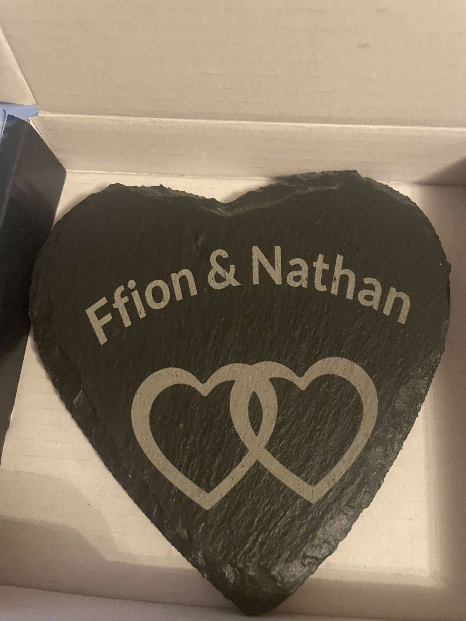 Engraved slate heart