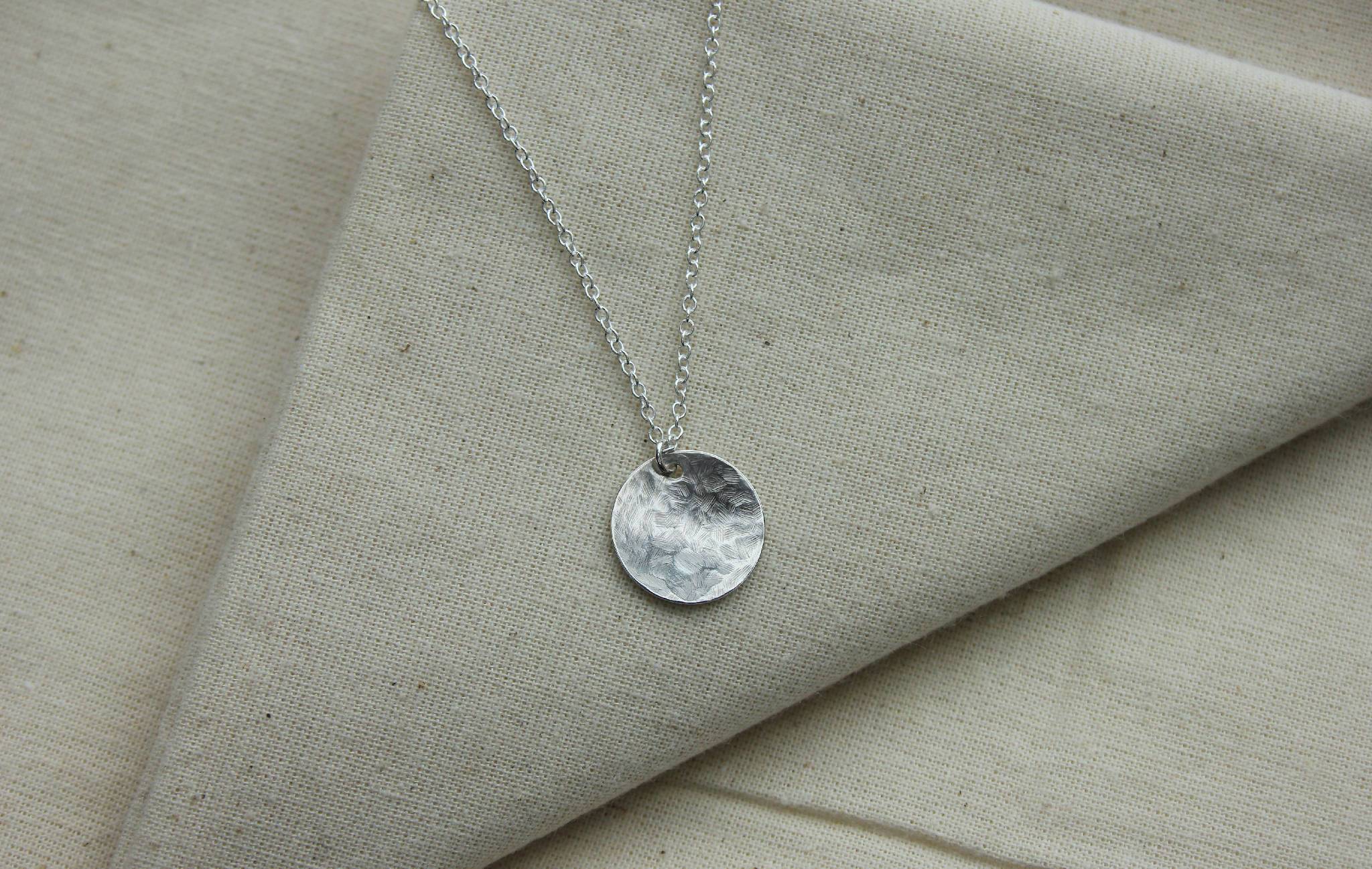 Handmade Hammered Circle Pendant Necklace