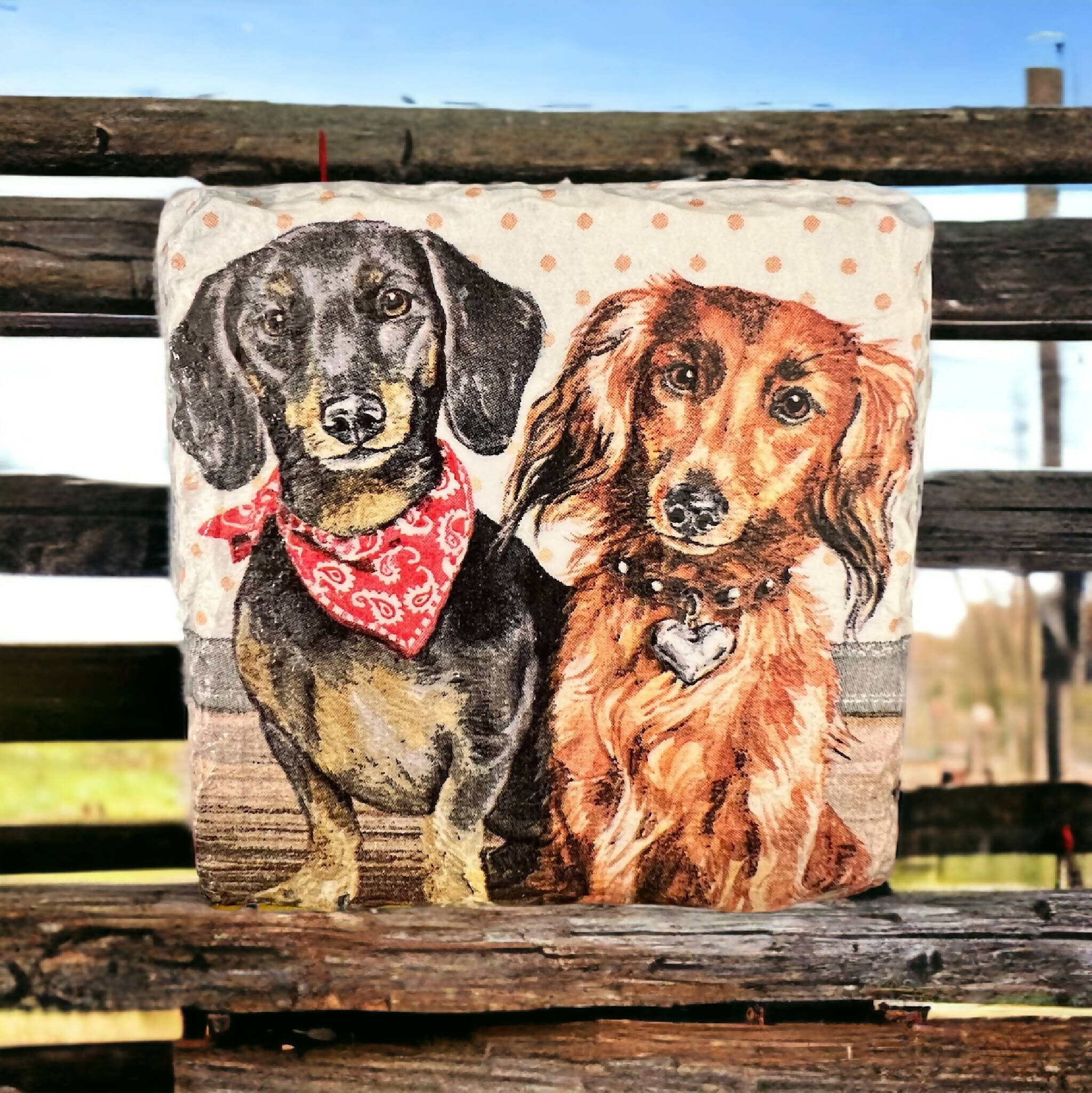 Dachshund slate coasters, drink coasters, stocking filler,