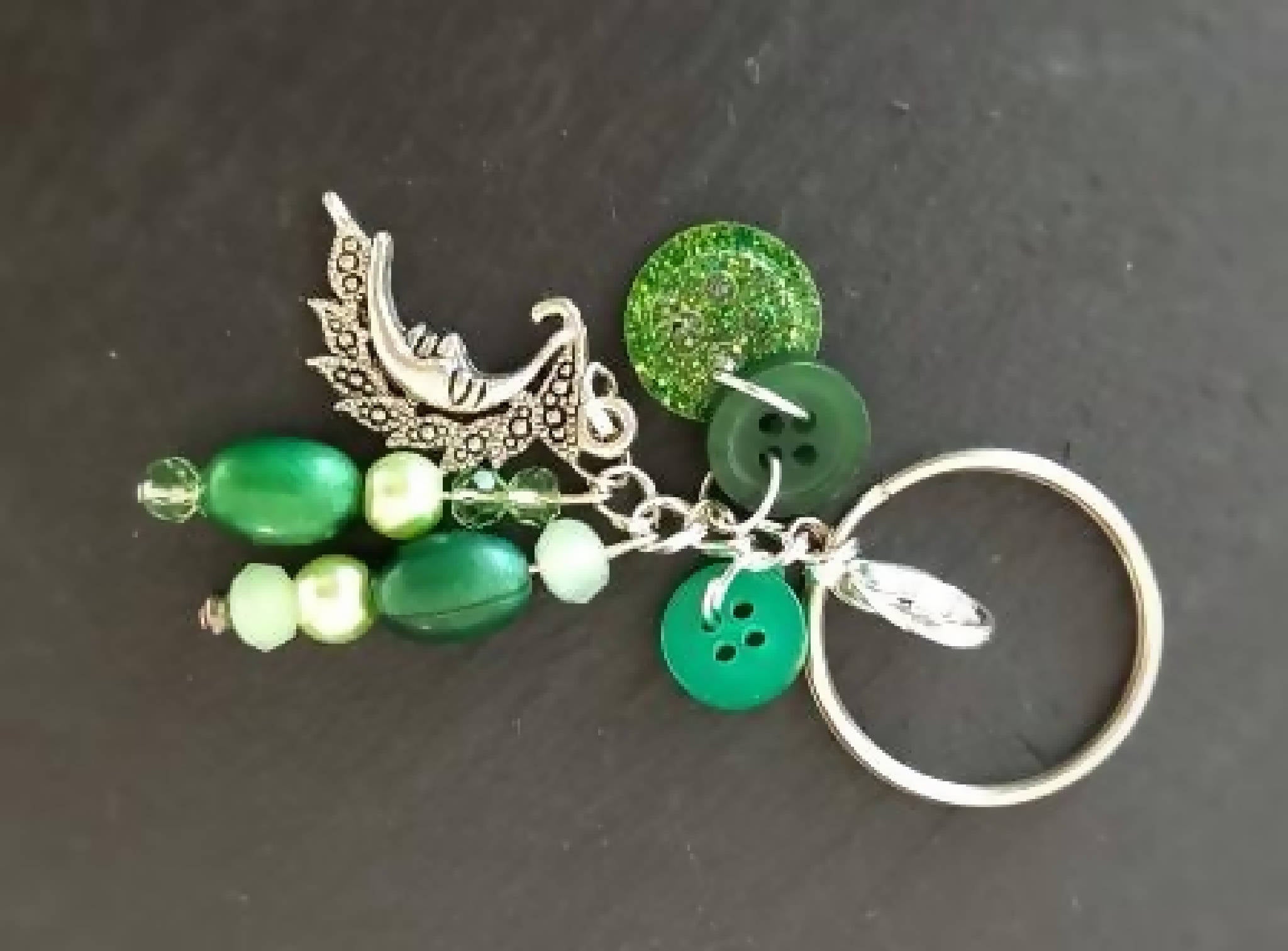 Keyring Handbag Charm in Greens with Moon Charm