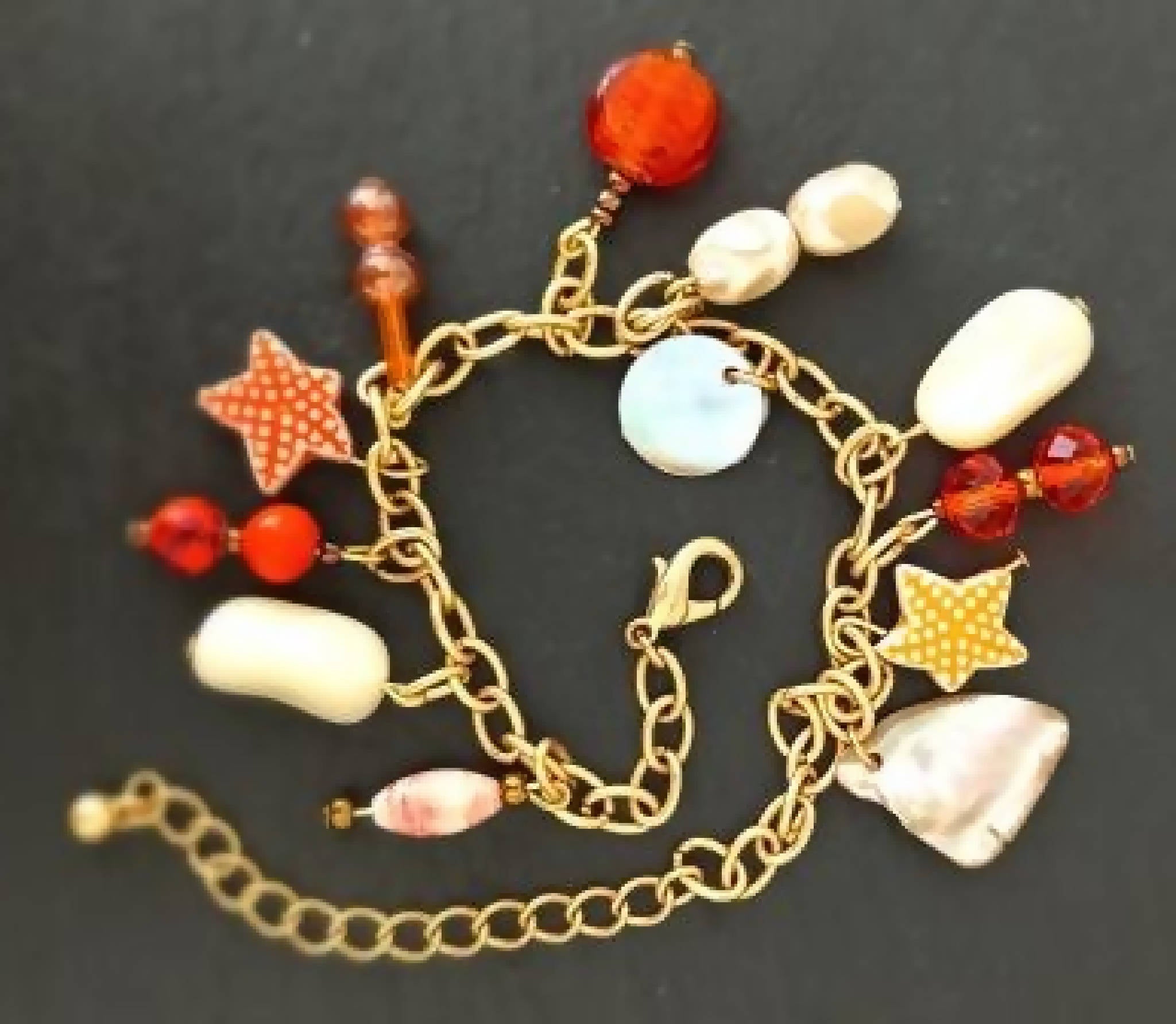 Charm Bracelet in Orange and Gold