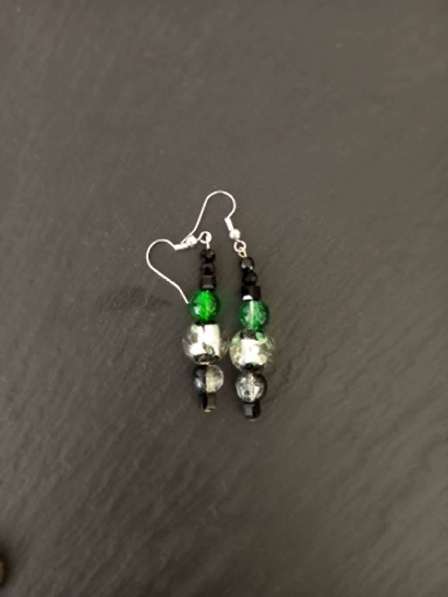 Green and Black Earrings