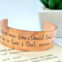 Shakespeare Quote Cuff Hamlet, Hand Stamped Copper Bracelet "Doubt thou the stars are fire, Doubt that the sun doth move, Doubt truth to be a liar, But never doubt I love." Macbeth