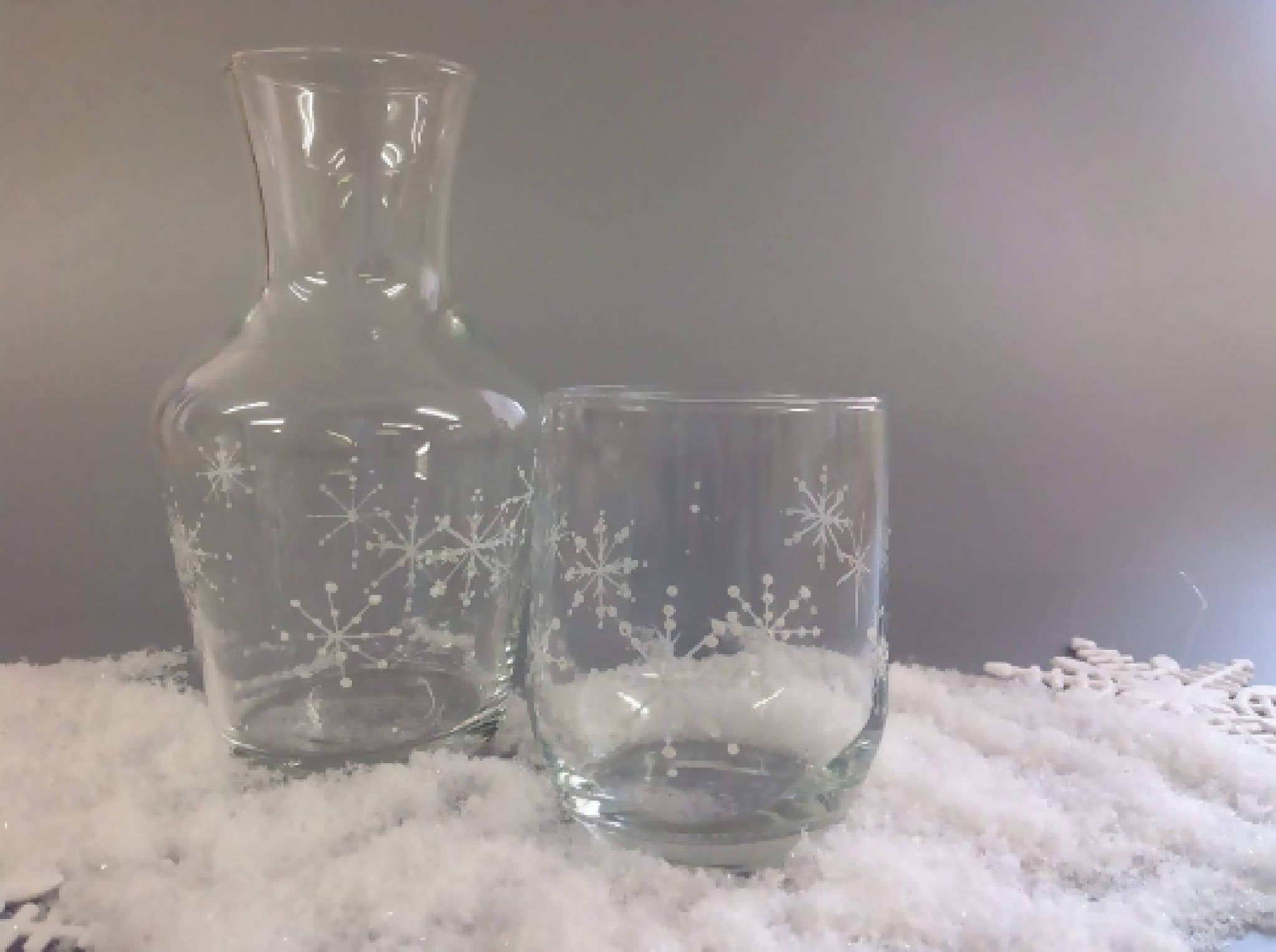 Hand Painted Carafe Set Snowdrop Design