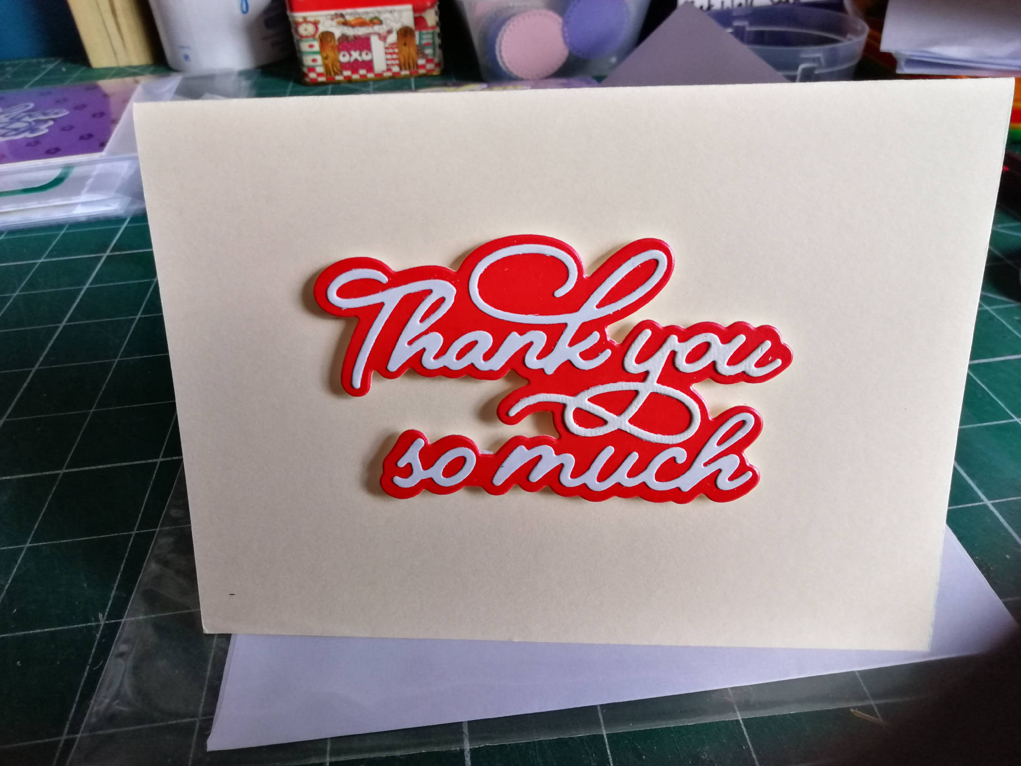 Thank you card, beautifully made with care,