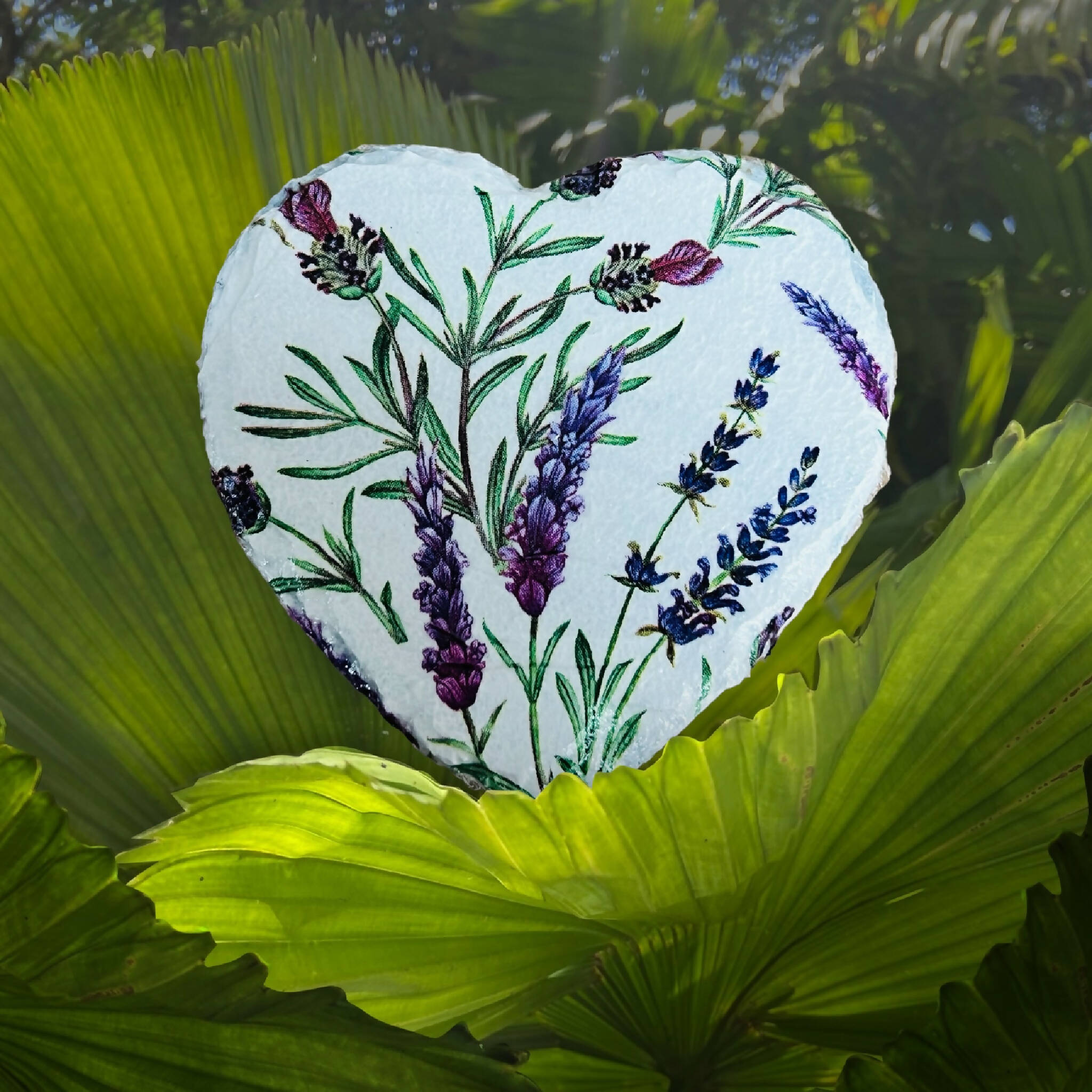 Floral Lavender heart slate coasters