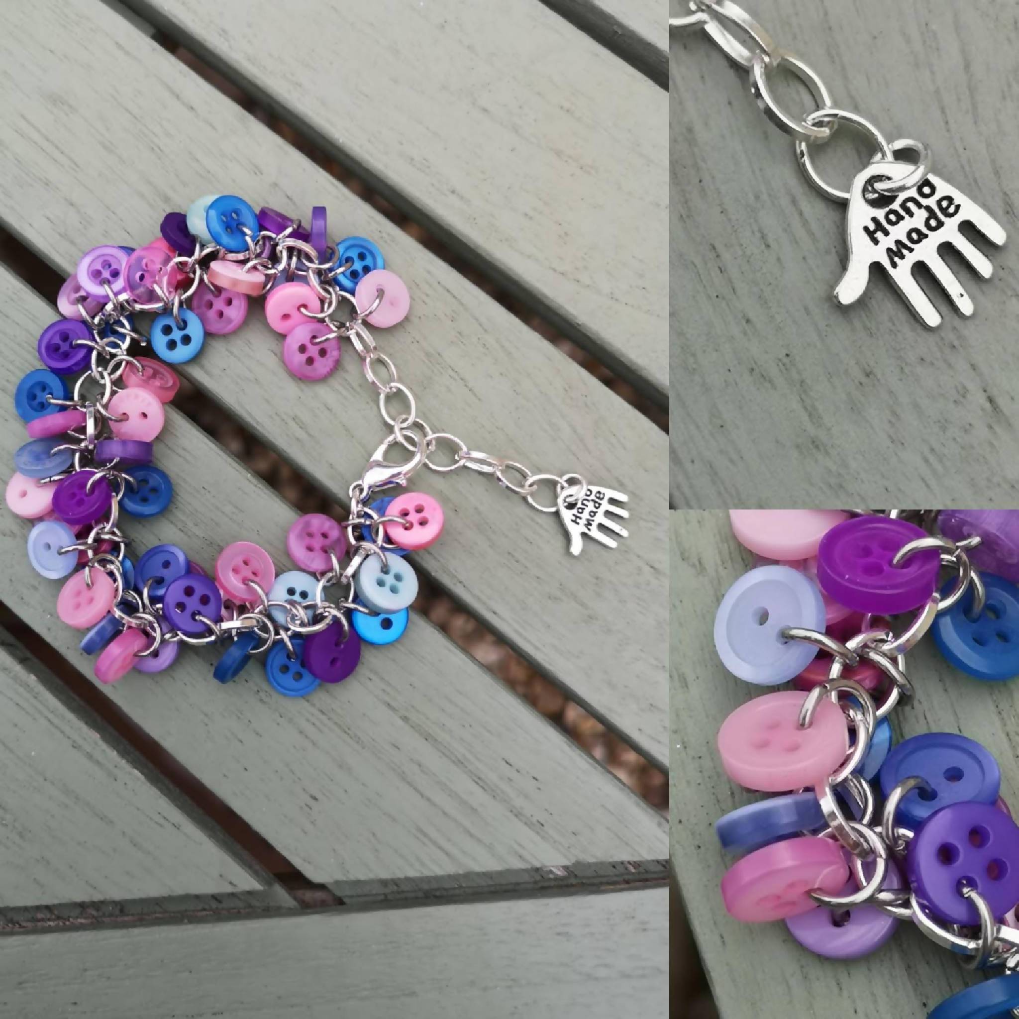 Button Bracelet (Multi Purple/Pink/Blue)