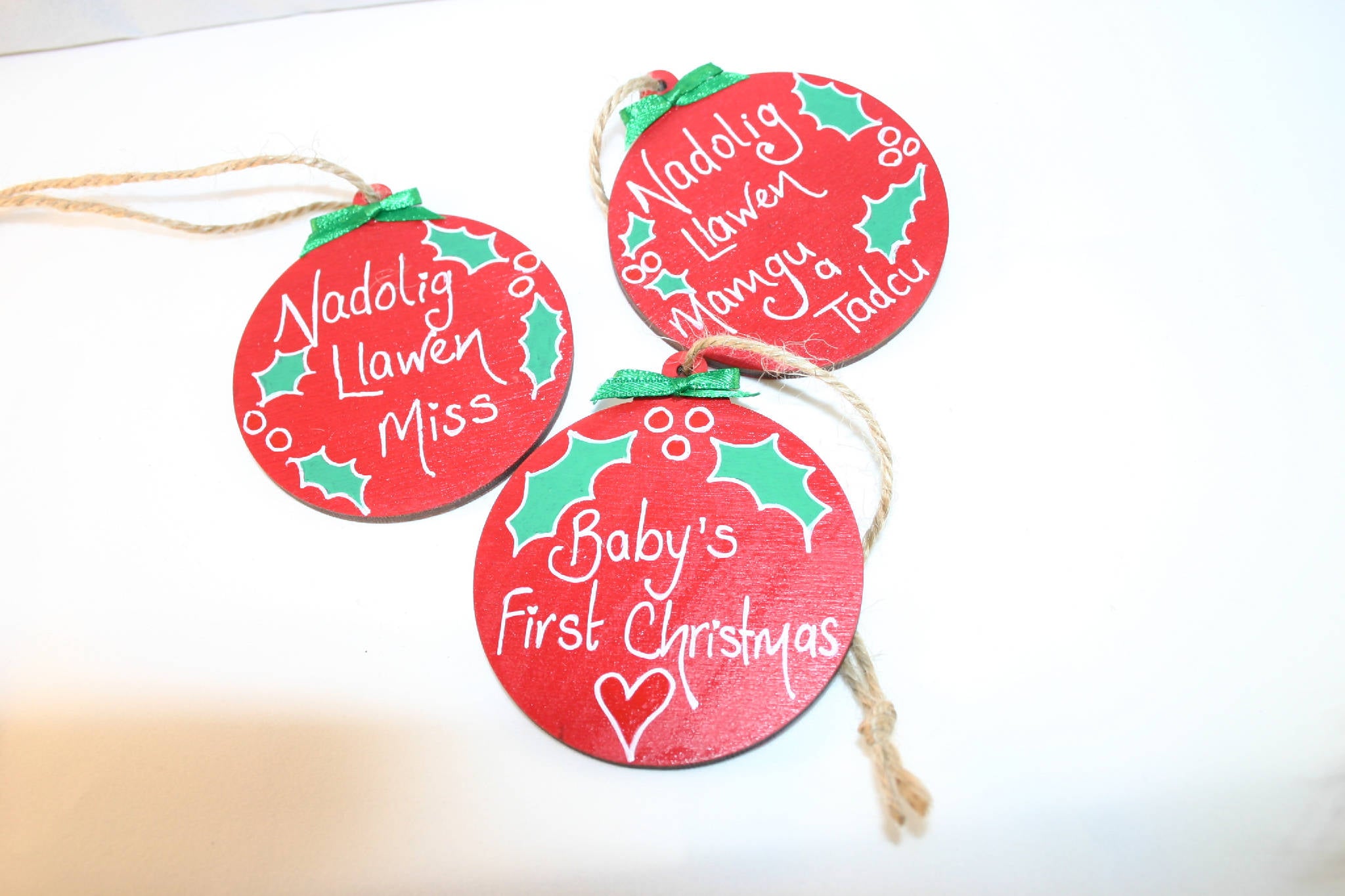 Personalised Christmas bauble decorations