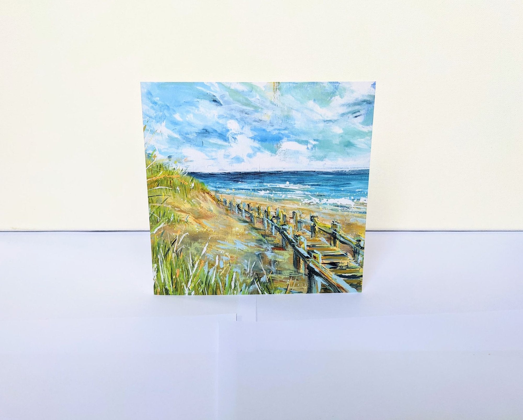 Pwllheli Beach Walkway Greetings Card