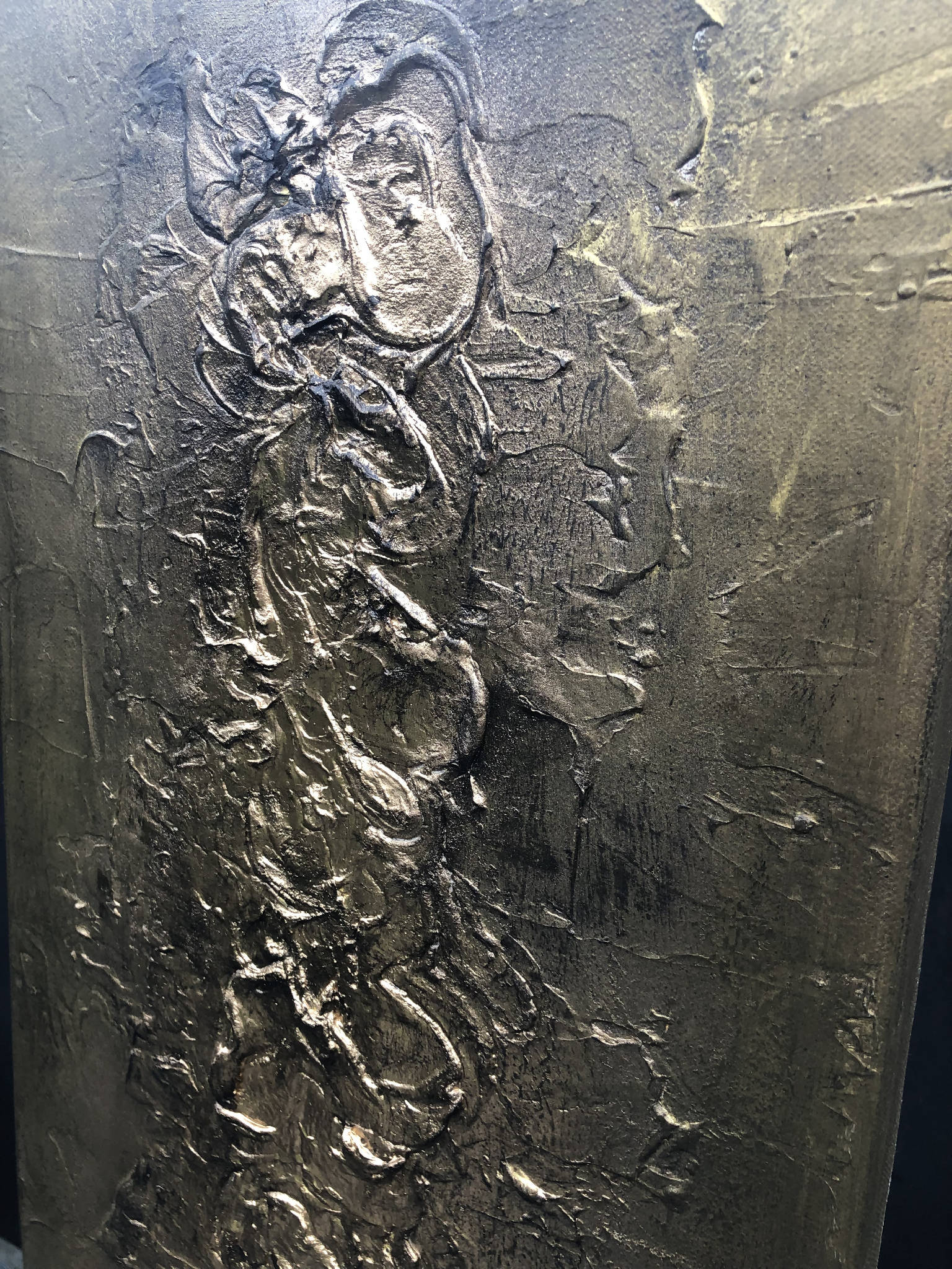 BRONZIUM - Striking textured art in bronze and gold (102x30x4cm)