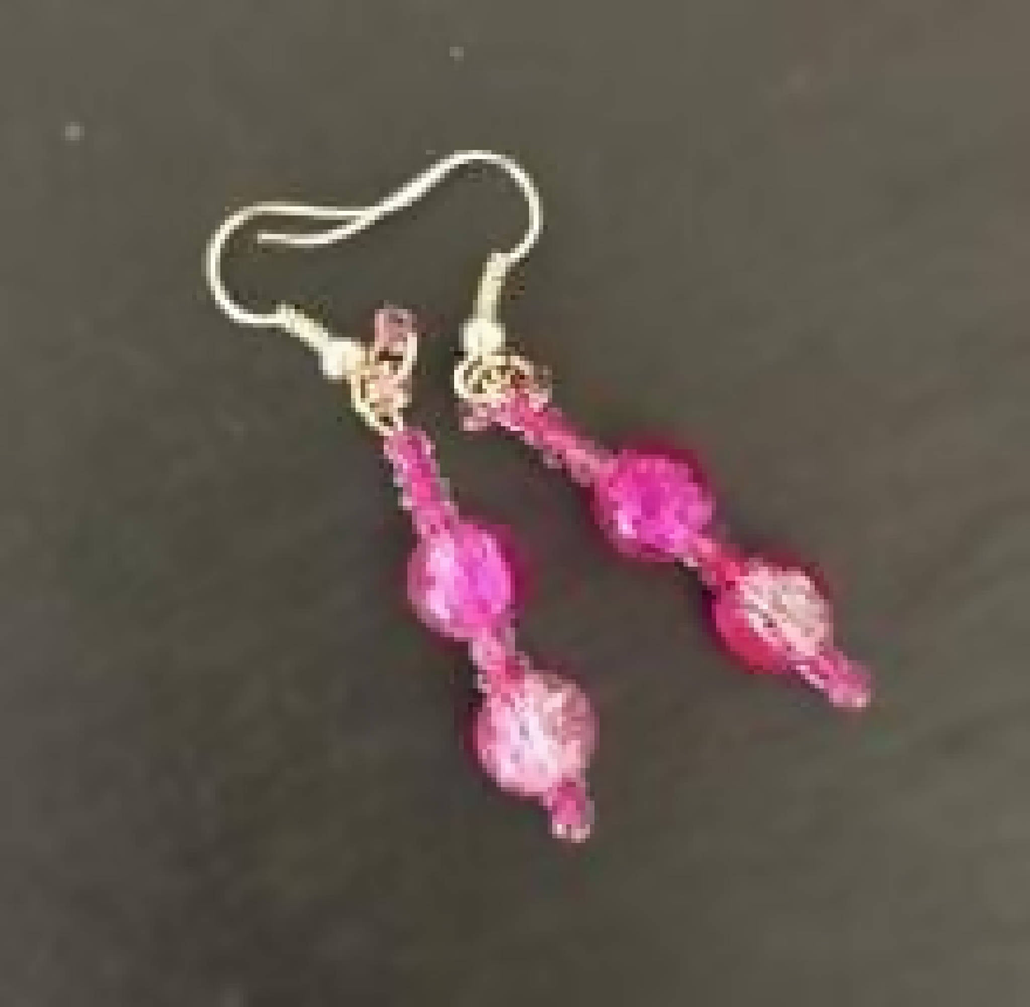 Earrings - Pink Crackle Beads