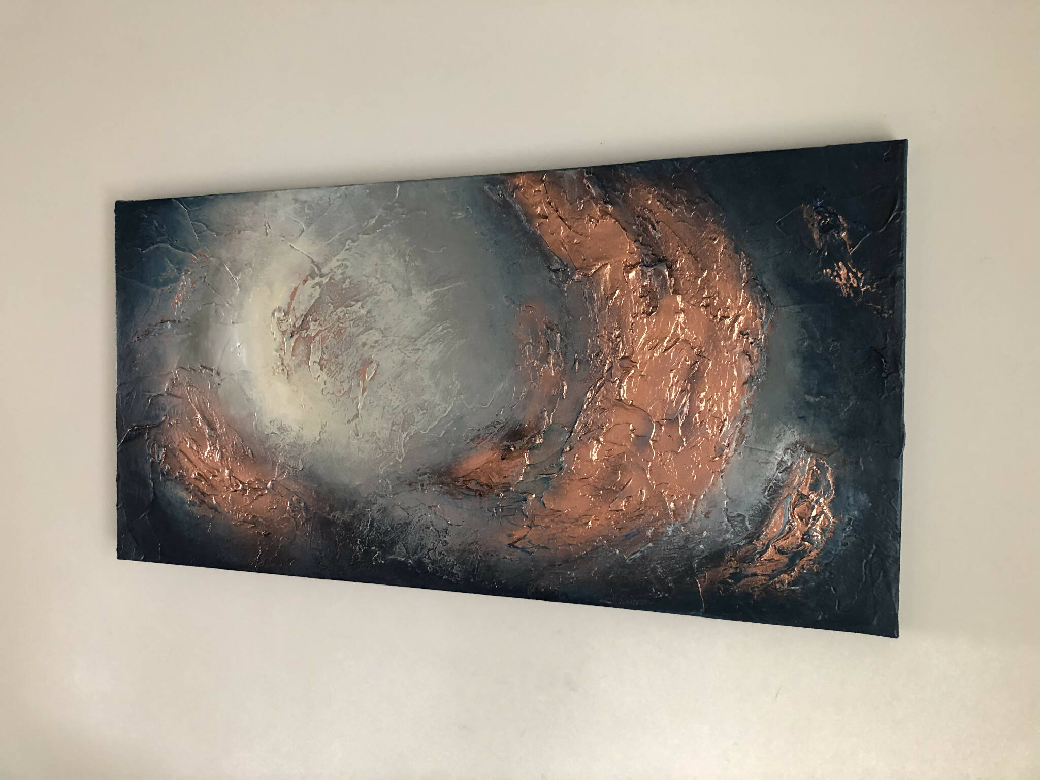 MOONSCAPE - Textured wall art in navy and copper