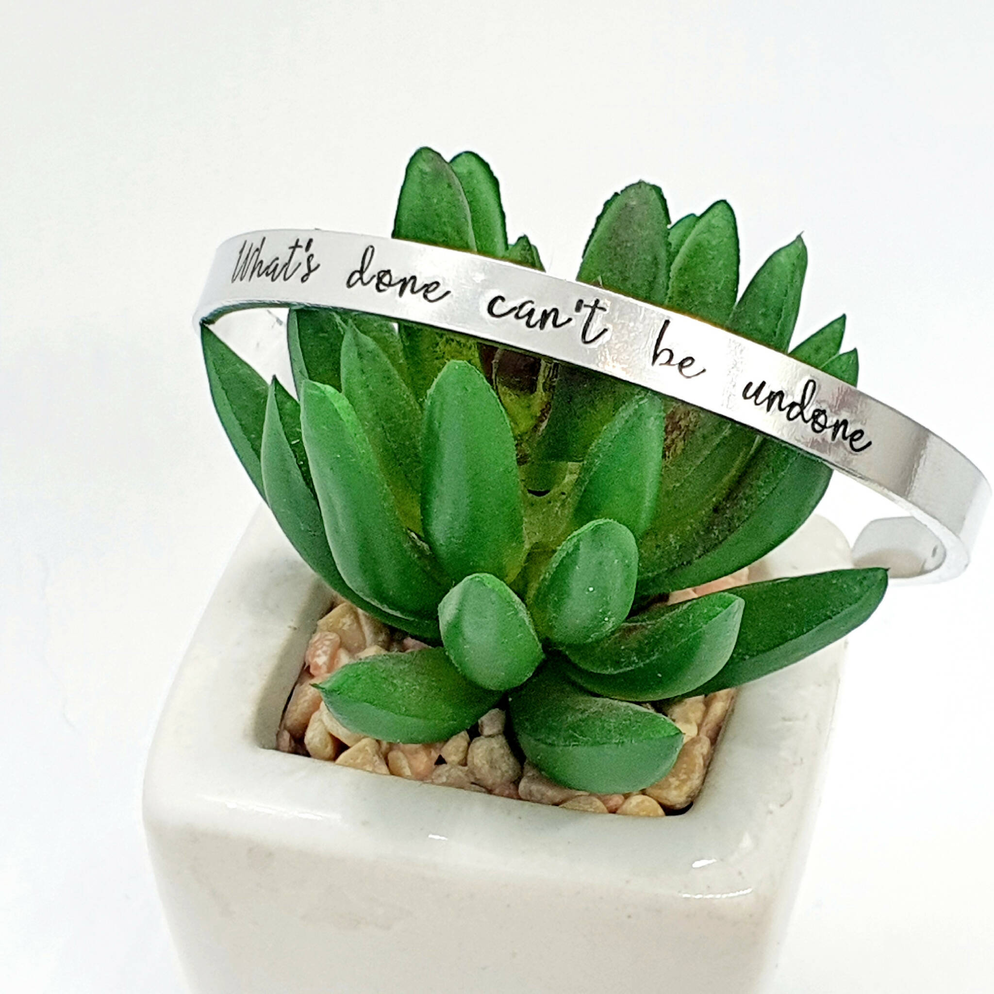 Lady Macbeth 'What's done can't be undone Aluminium Quote Cuff