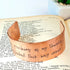 Shakespeare Quote 'Pricking of my thumbs' Macbeth Quote Copper Cuff Bracelet