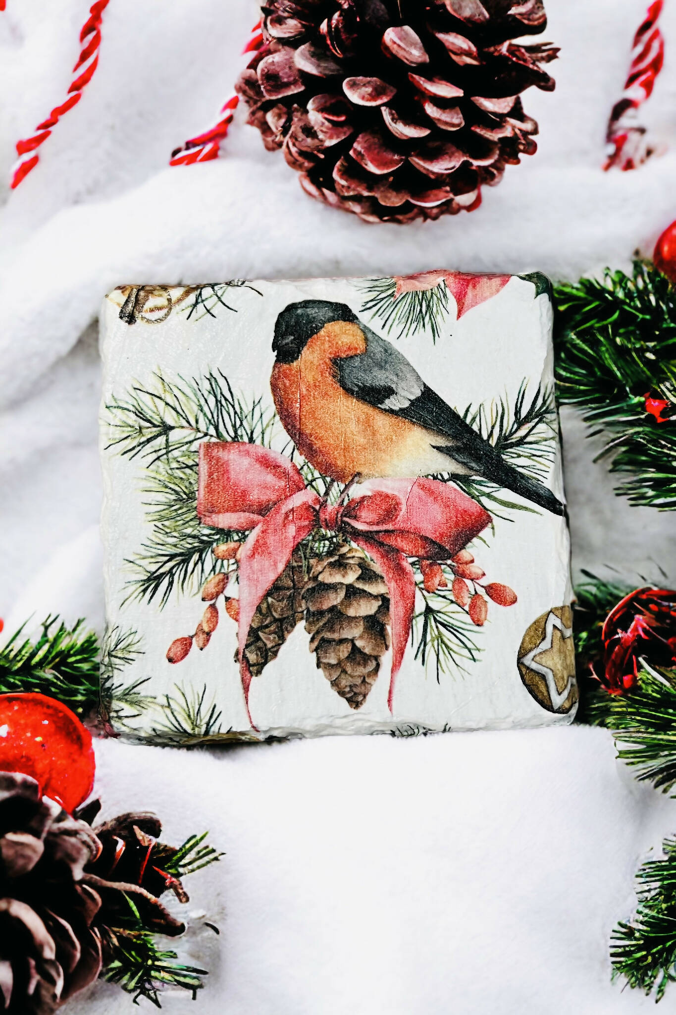 Bullfinch Christmas coasters