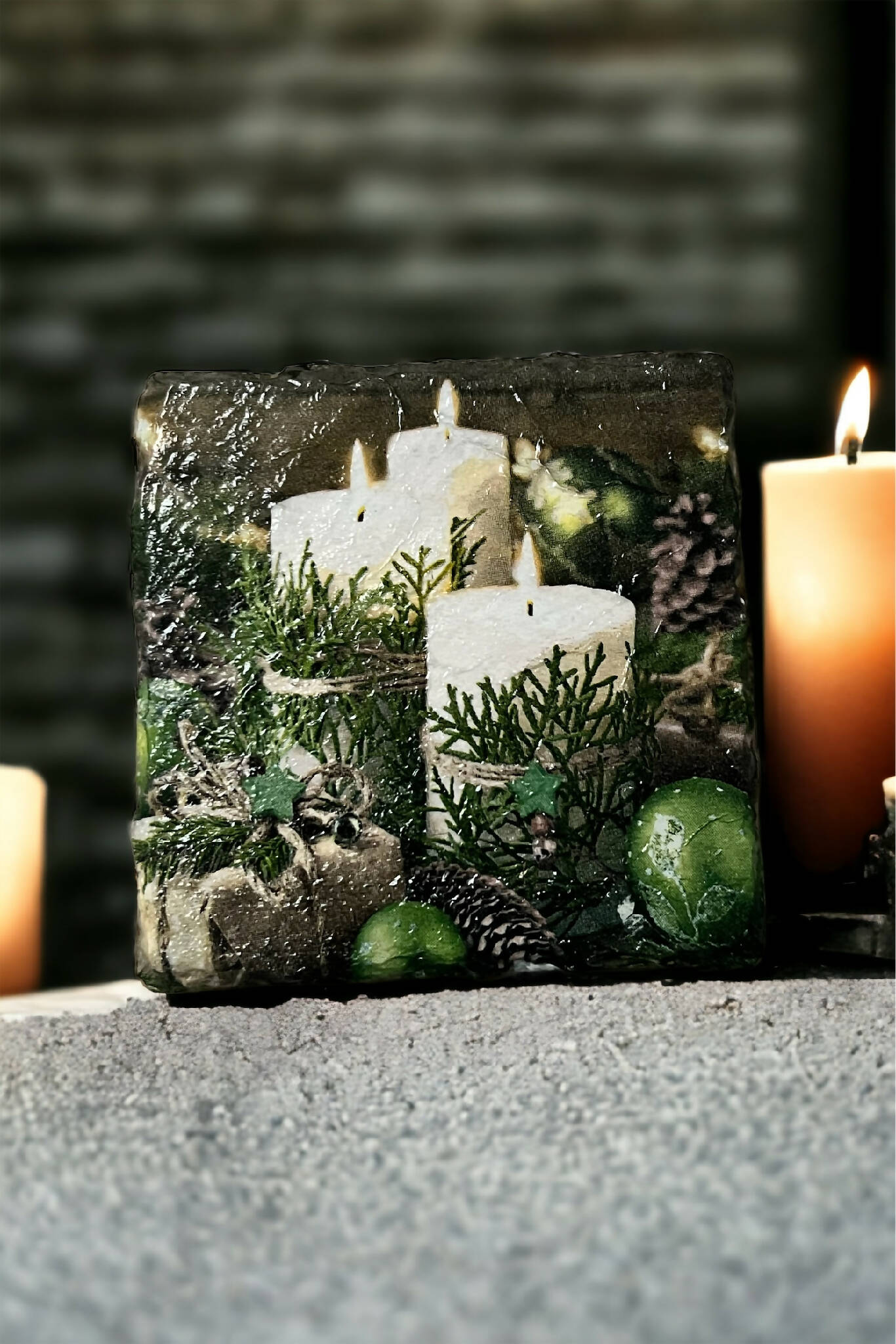 Christmas candle coasters