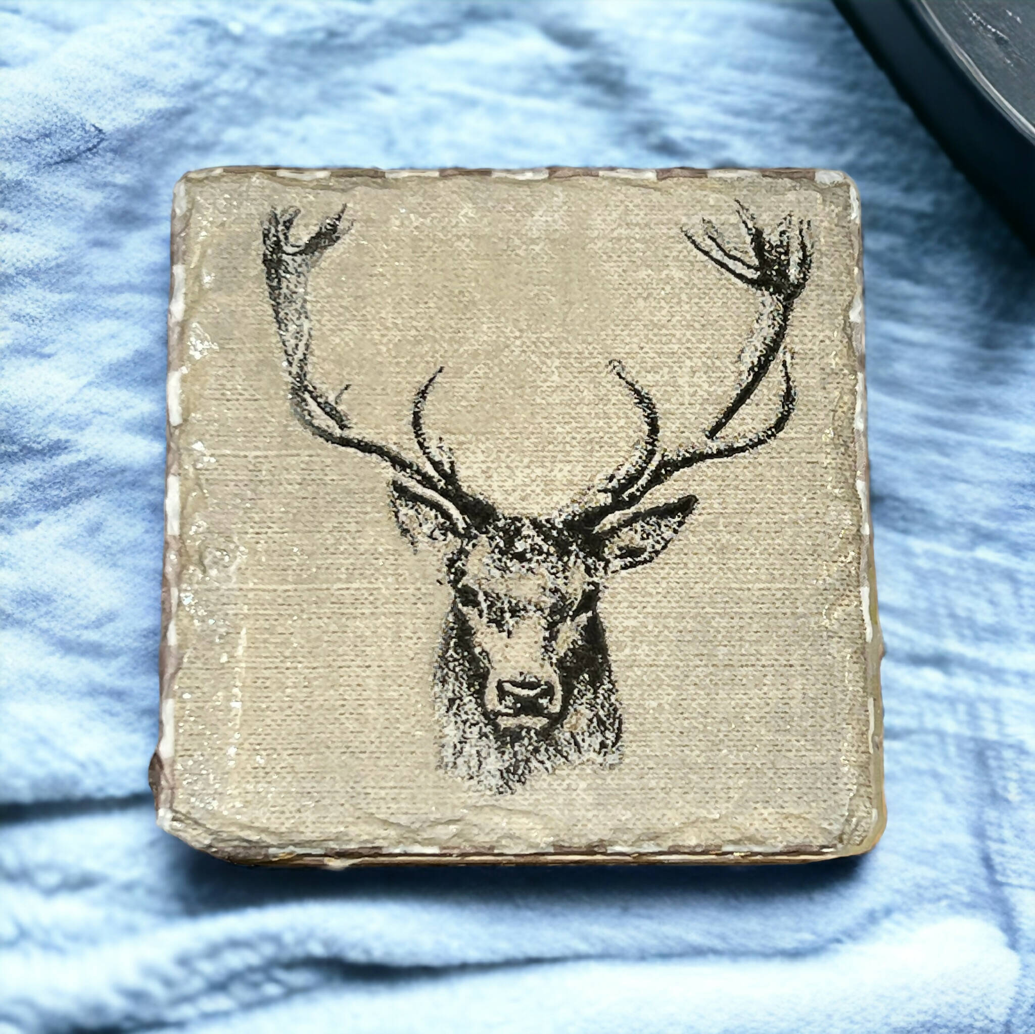 Stag slate coasters, drink coasters, stocking filler,