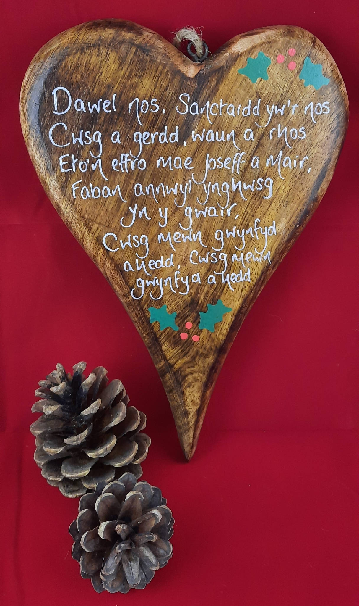 Wooden hand painted Christmas heart