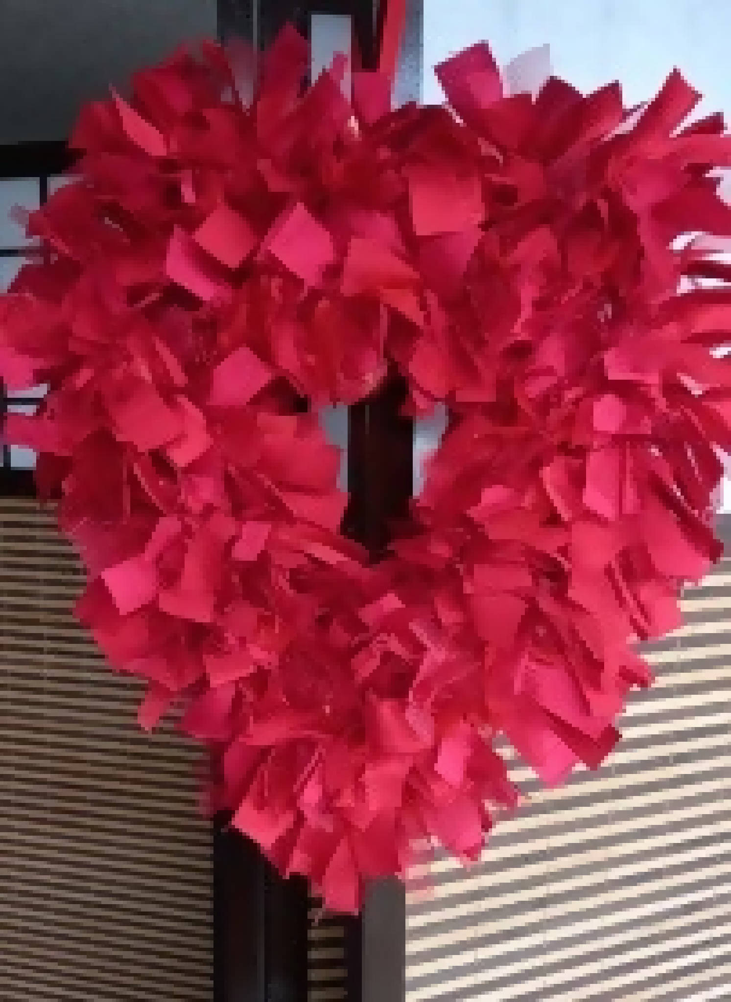 Rag Wreath Heart Shaped in Red