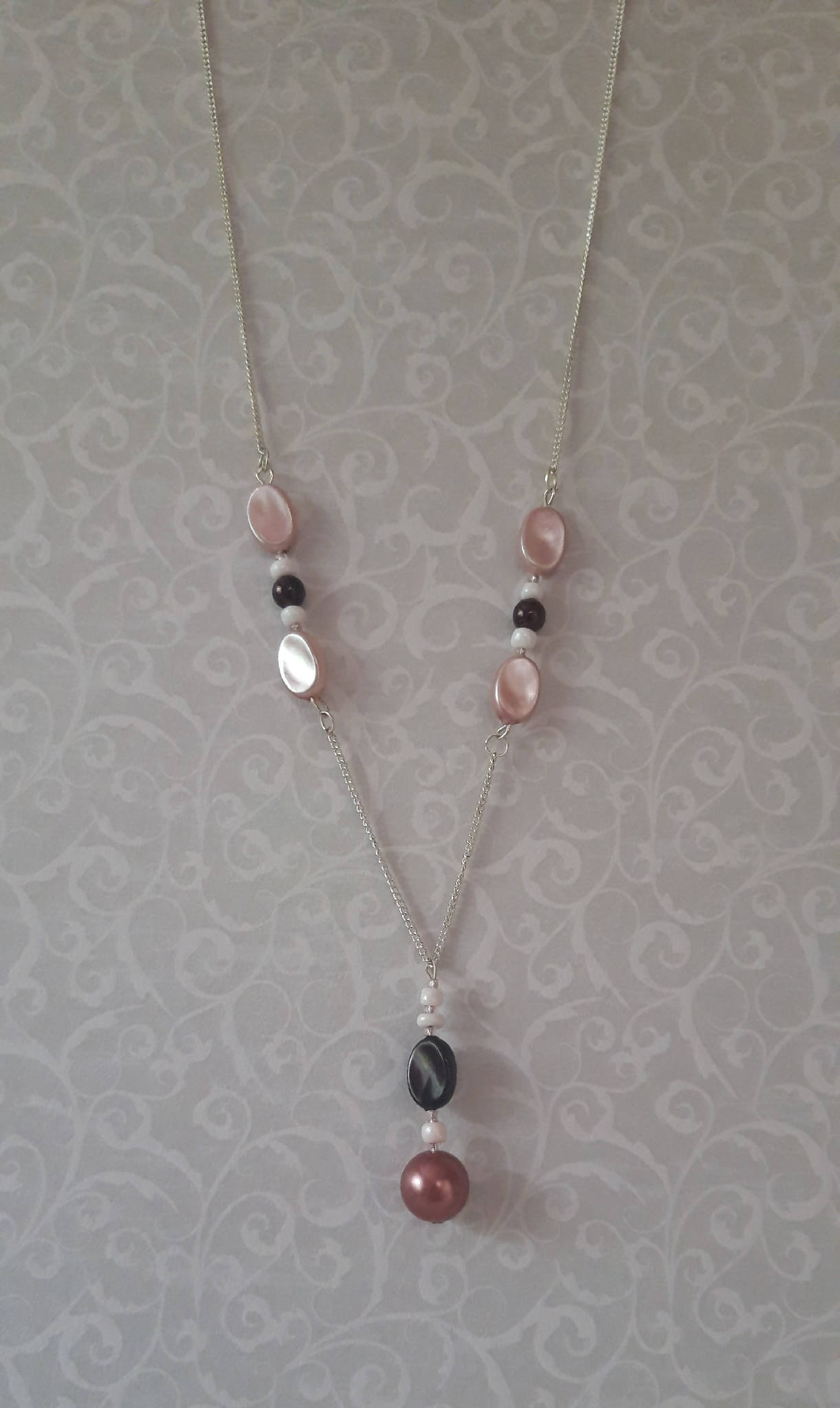 Pink necklace and earring set