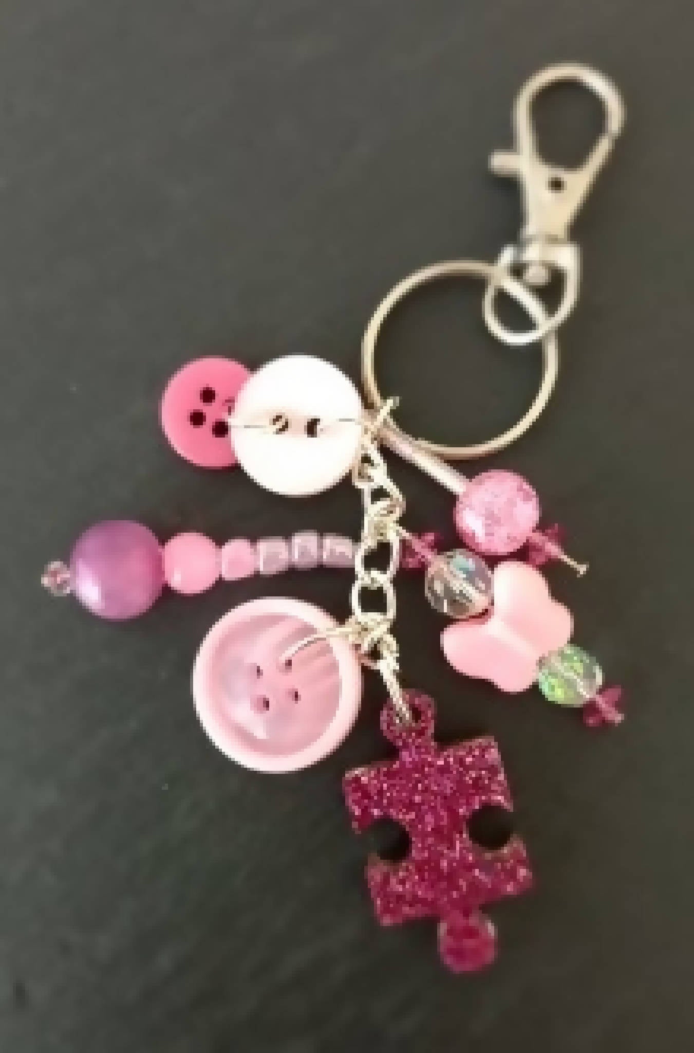 Pink Jigsaw Keyring Handbag Charm