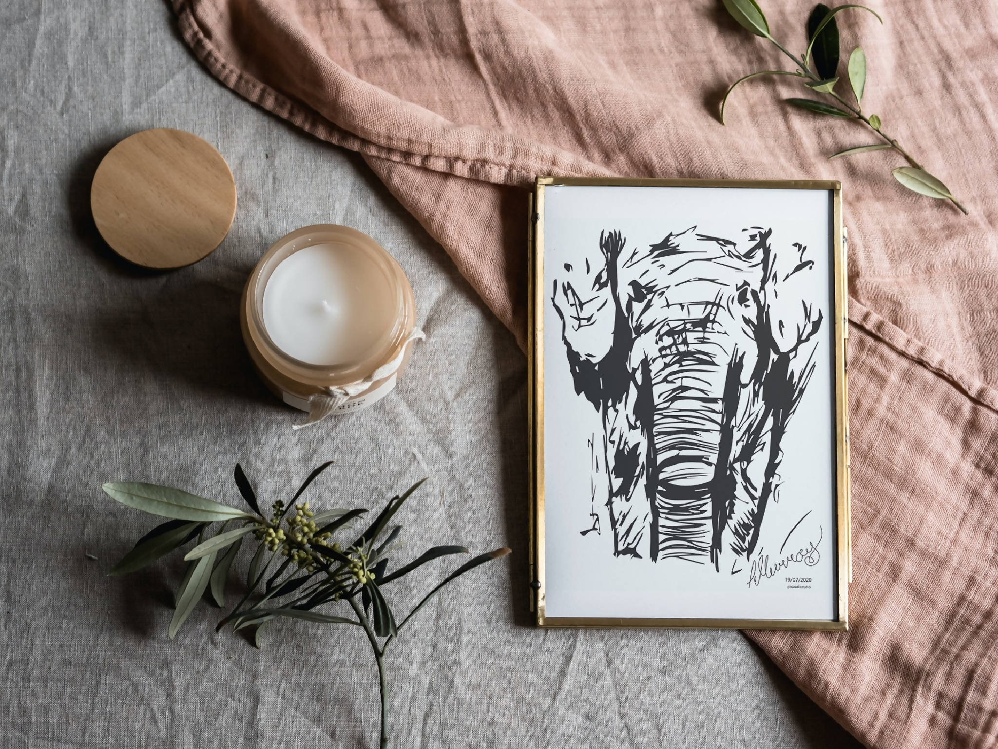 Elephant Poster | Digital Line Art Print | Animal Lover Christmas Gift Idea