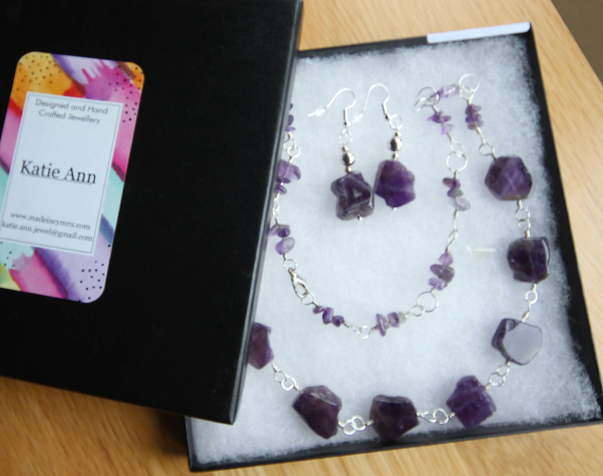 Amethyst Gem Stone Necklace & Earring set 501/1301