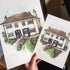 Custom hand-painted watercolour original, prints, or cards of your house, A5, A4 prints