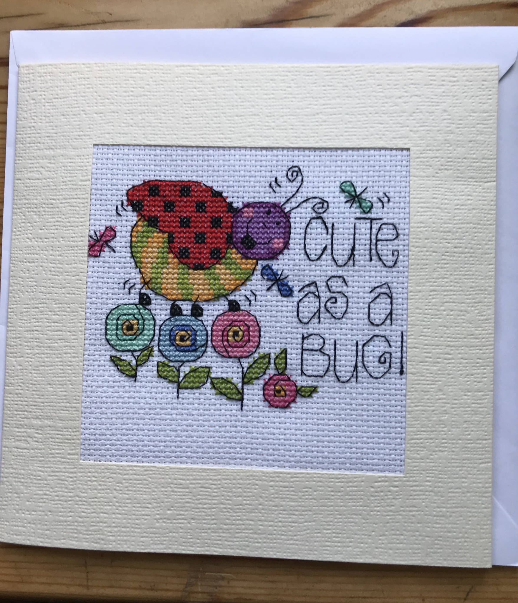 Cross Stitch Card - Ladybird card