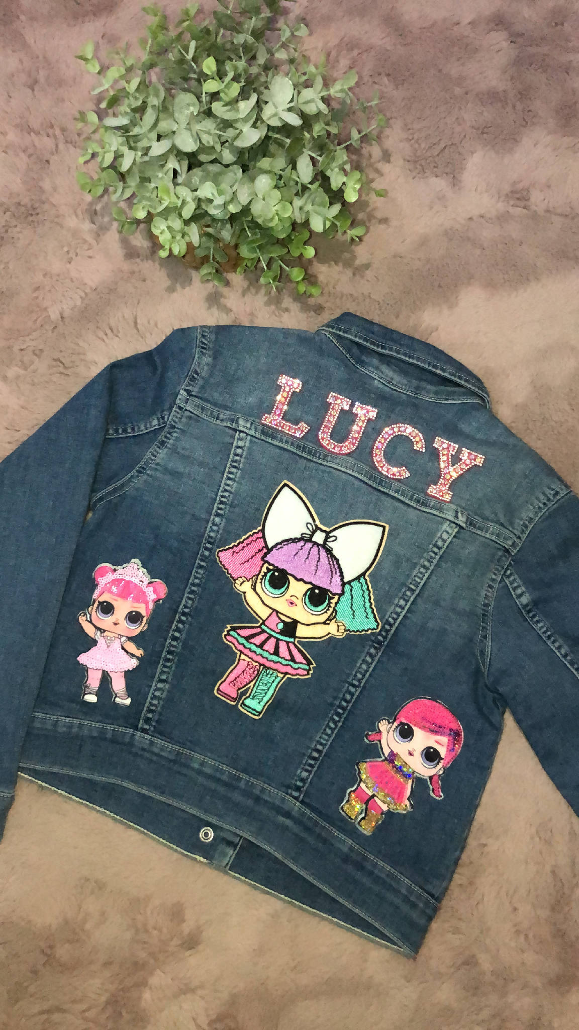 Children’s LOL inspired personalised denim jacket