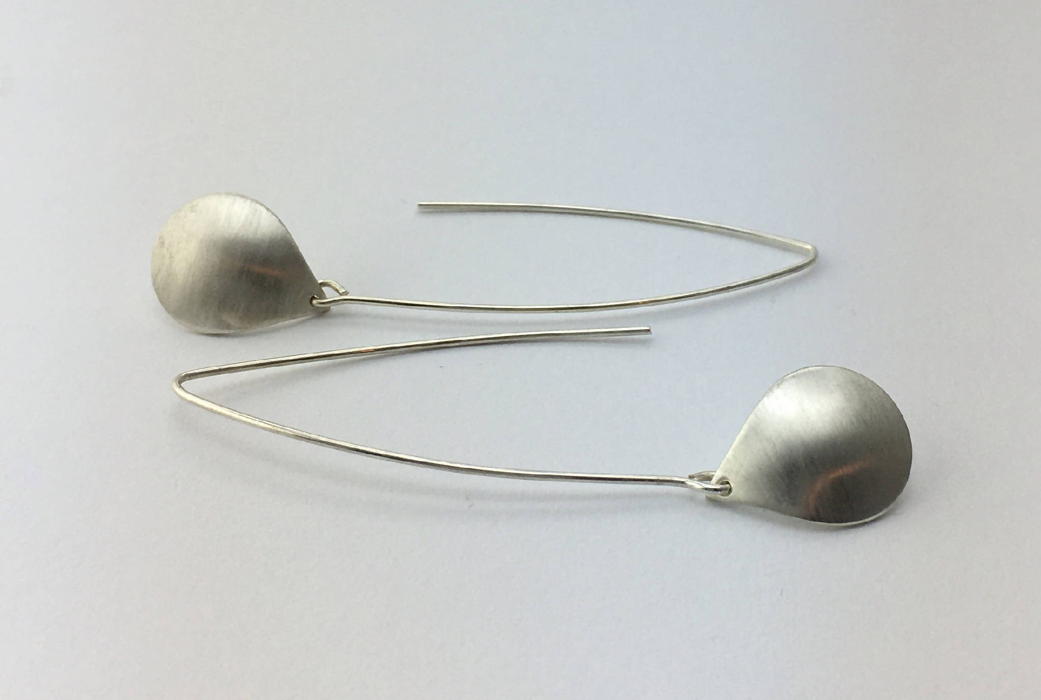 Matt finish teardrop long drop earrings