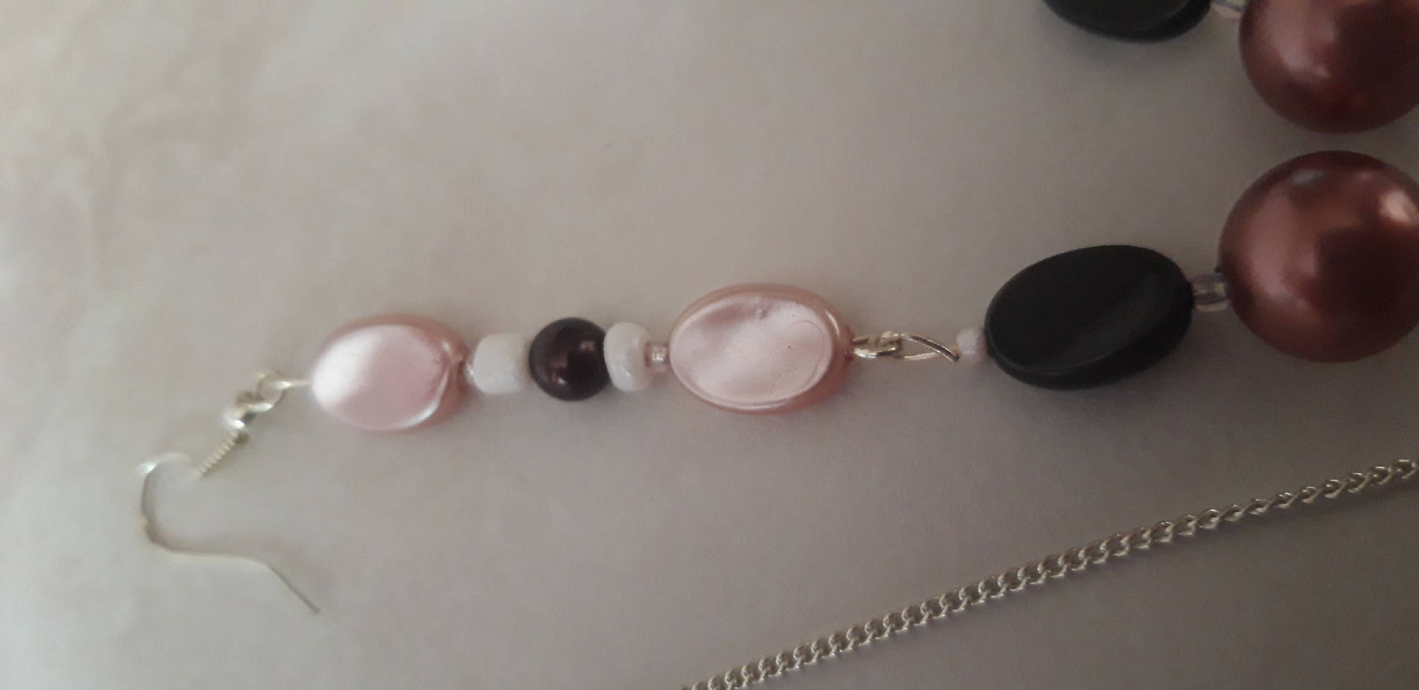 Pink necklace and earring set