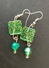 Green Button Earrings