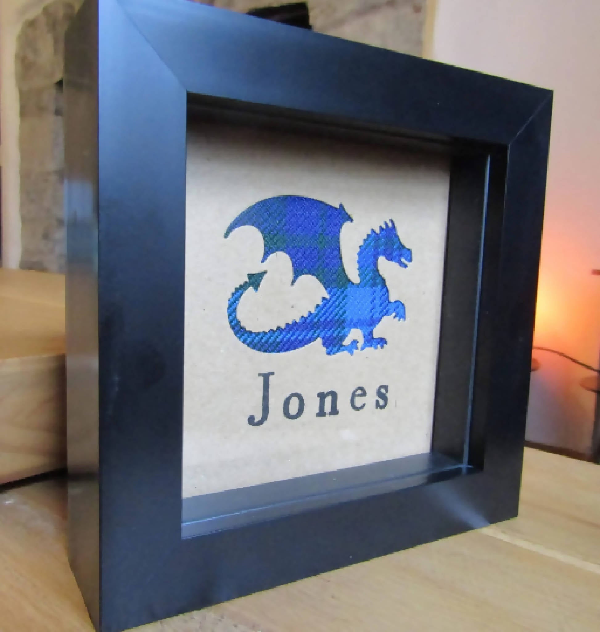 Welsh Tartan Framed Dragon