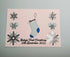 Baby 1st Christmas card snowflake & hearts