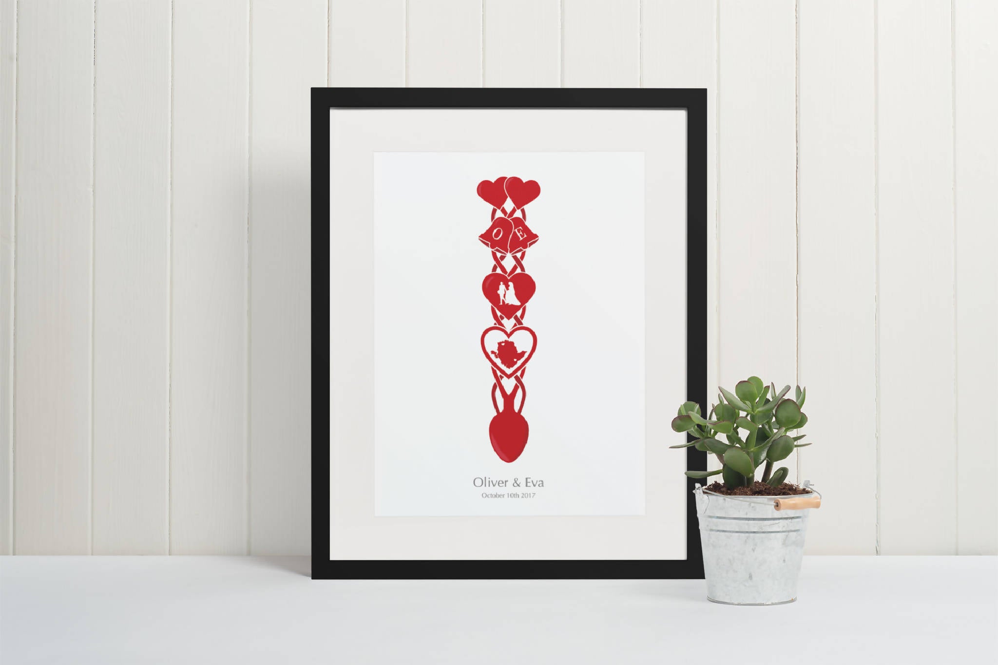 Personalised Lovespoon Print, Anniversary, Wedding, Engagement, Celebration of Love