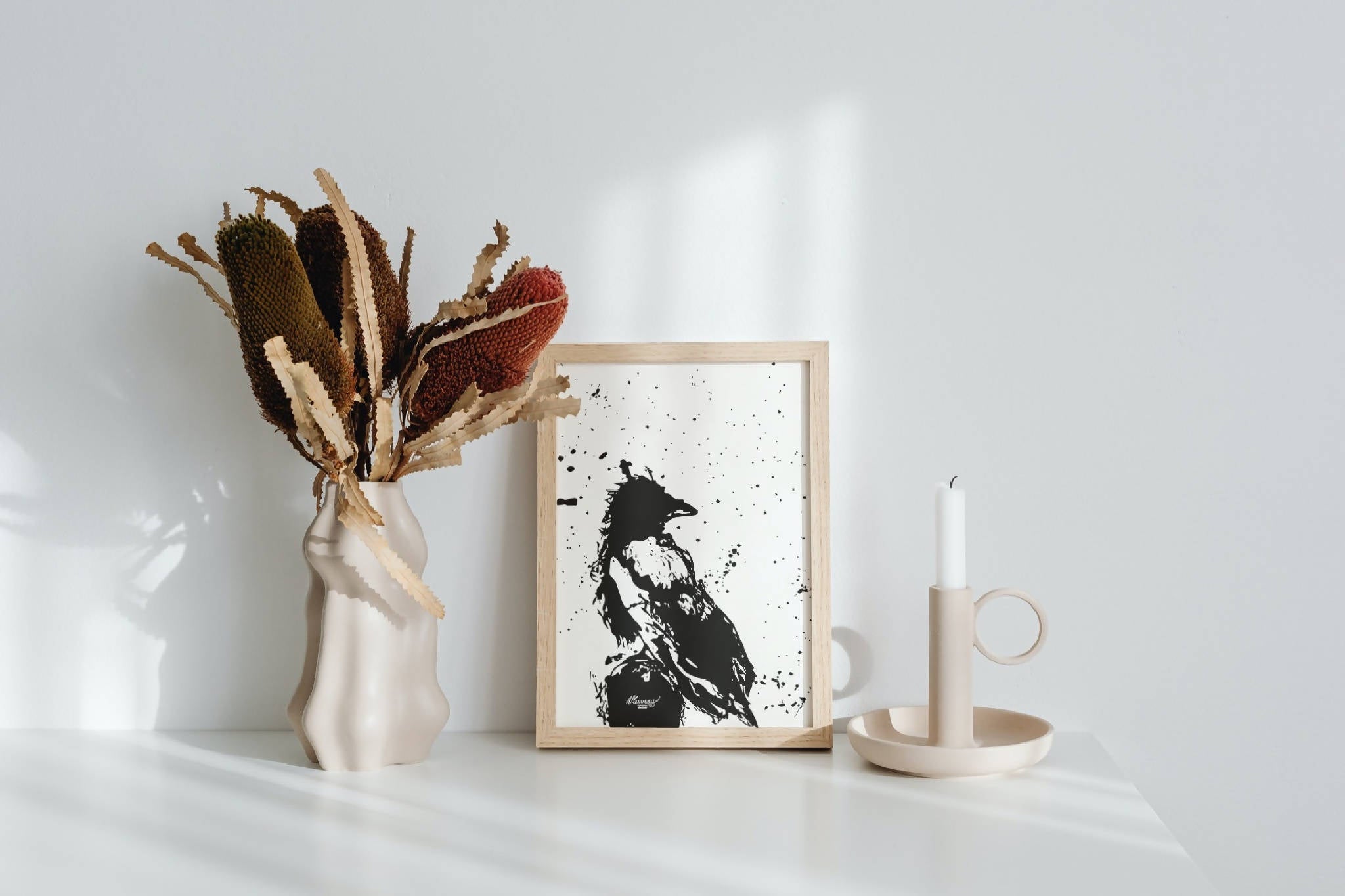 Perched Crow Print | Halloween Decoration | Pen and Ink Digital Art Print | Christmas Gift Ideas