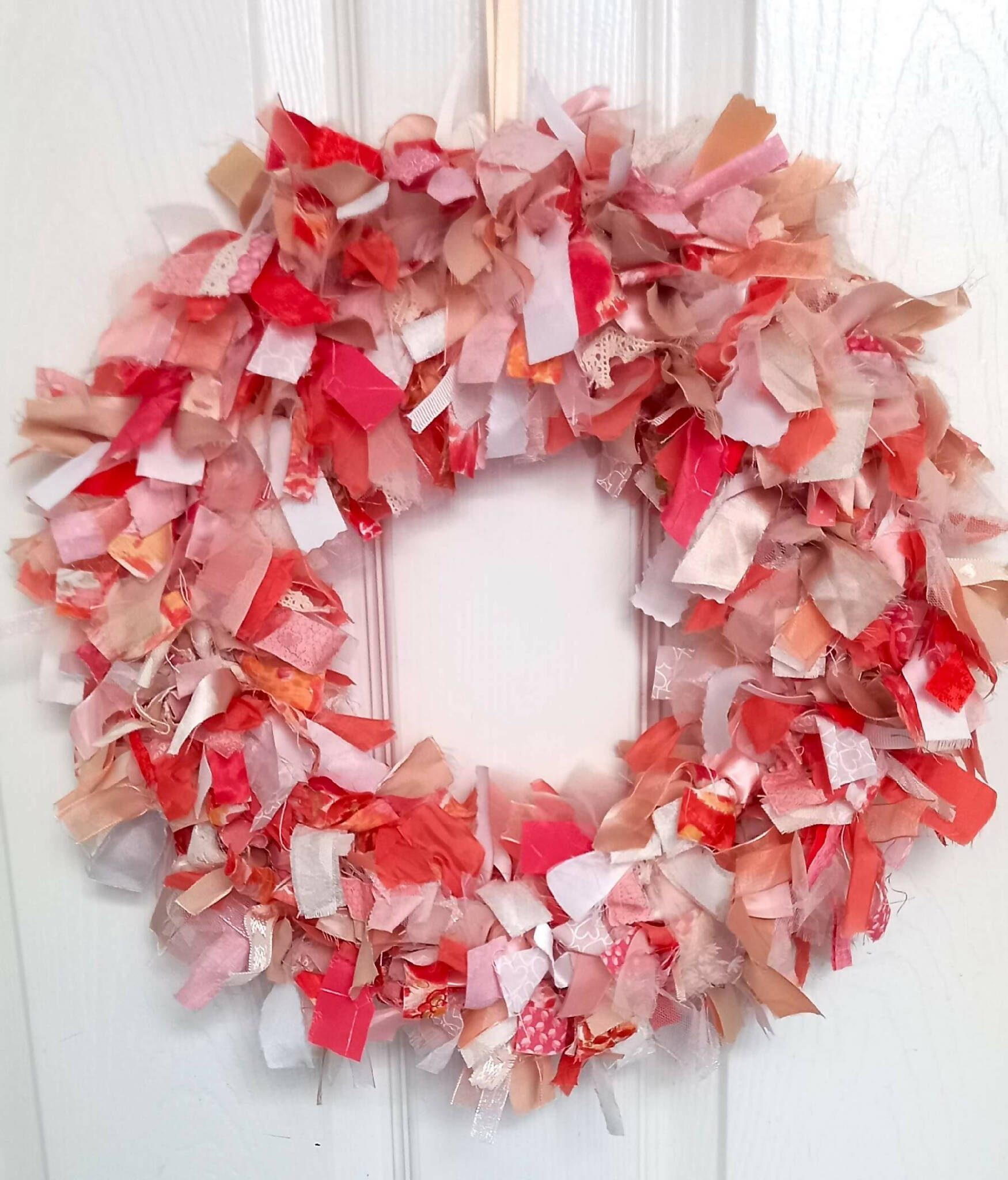 Rag Wreath in Peaches and Cream