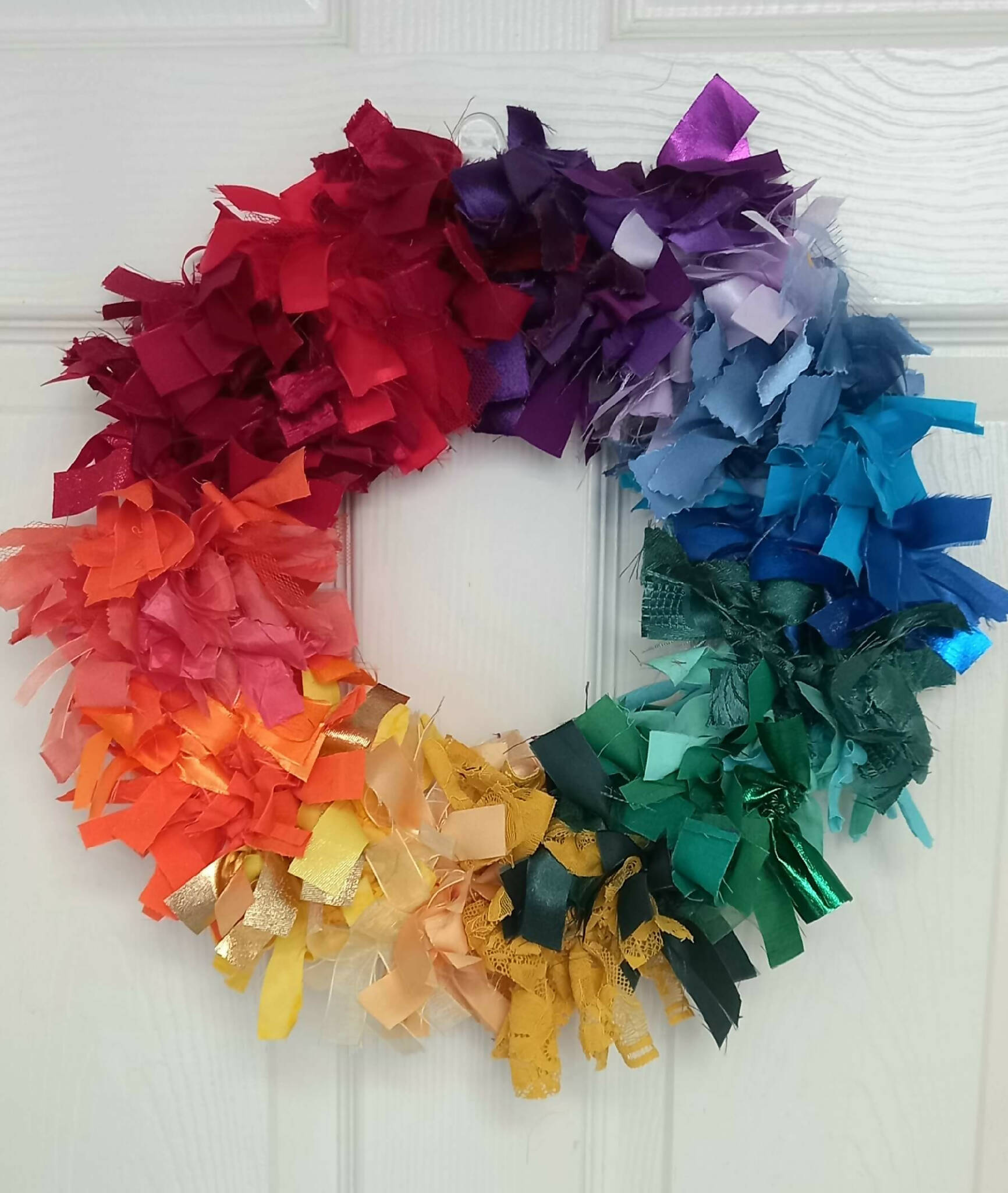 Rag Wreath in Rainbow Colours