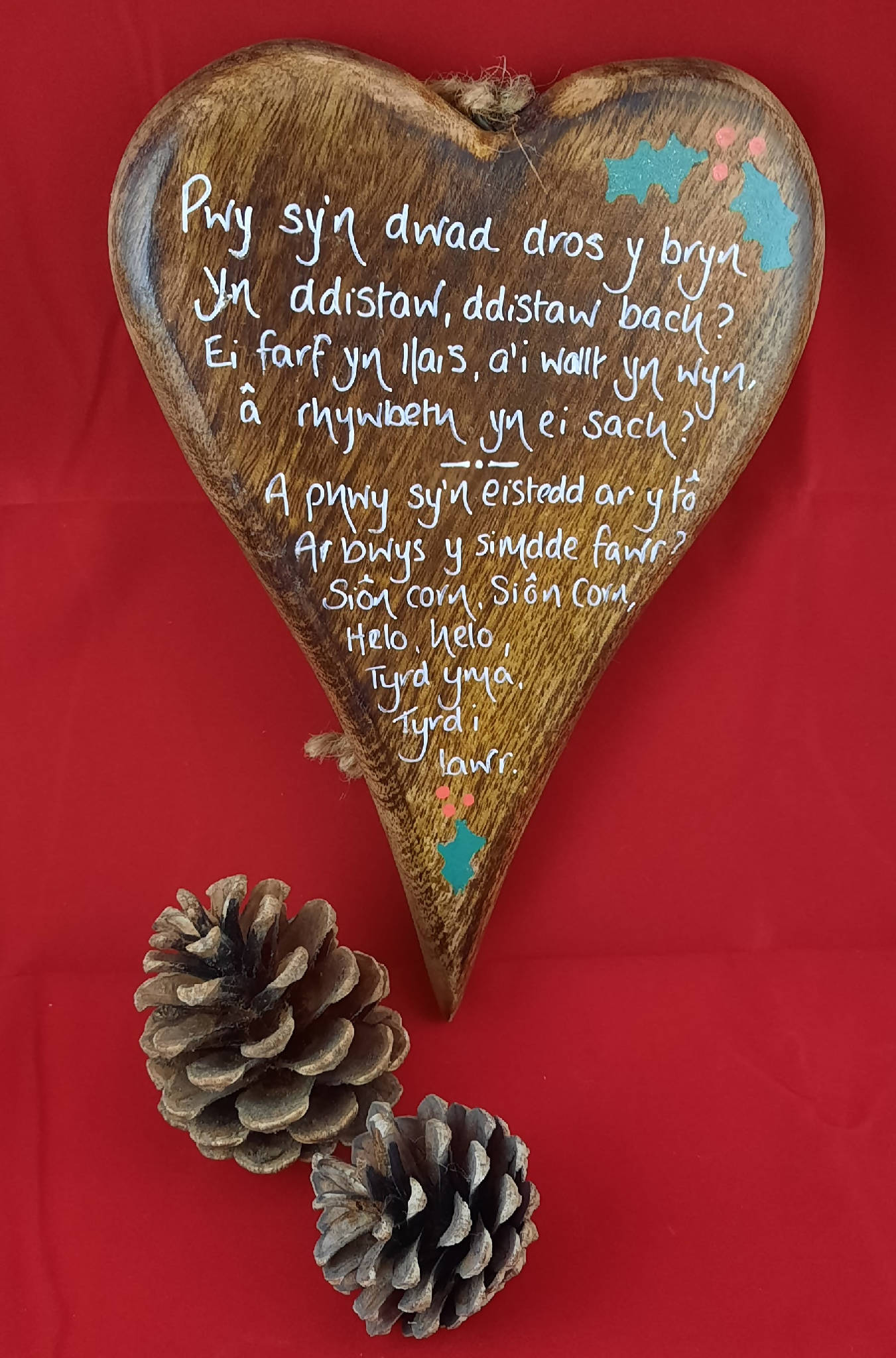 Wooden hand painted Christmas heart