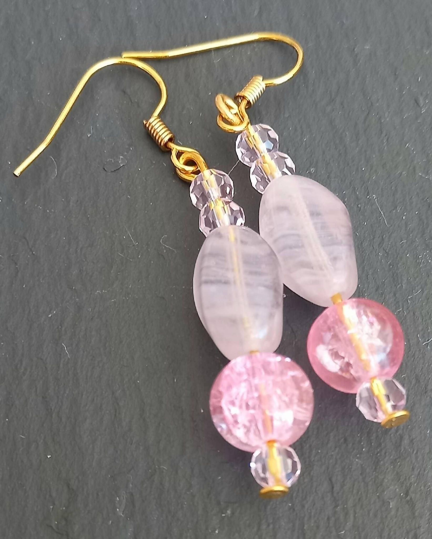 Earrings - Pale Pink Beaded