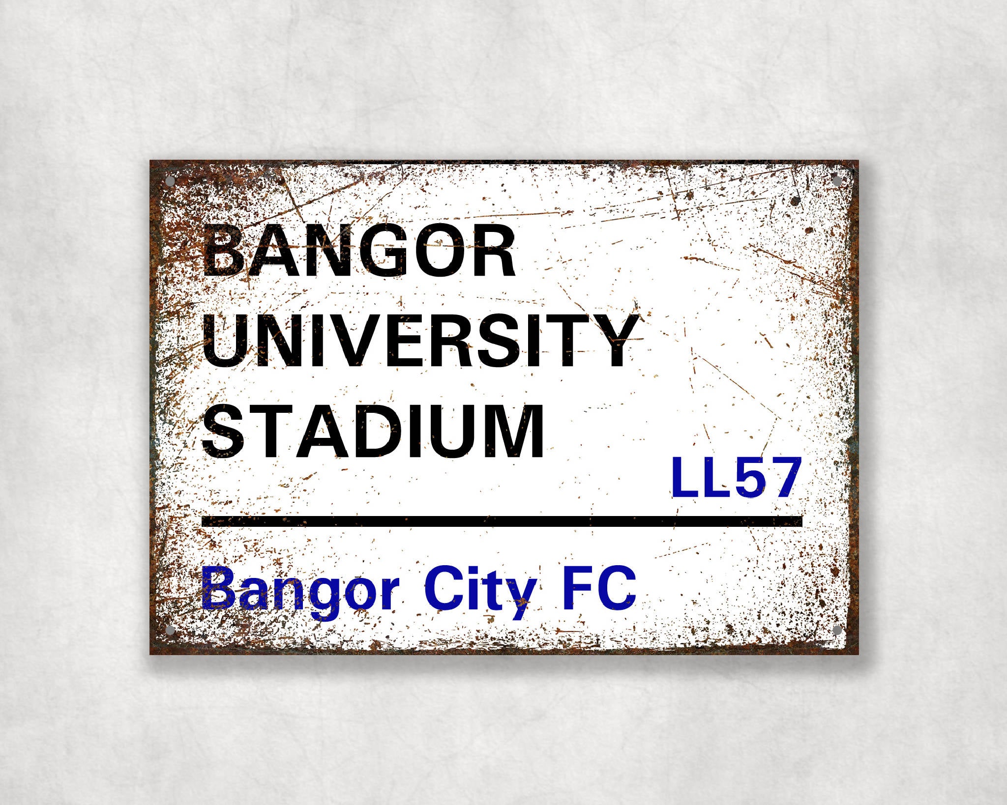 Bangor University Stadium - Bangor City FC aluminium printed metal street sign - gift, keepsake, football gift