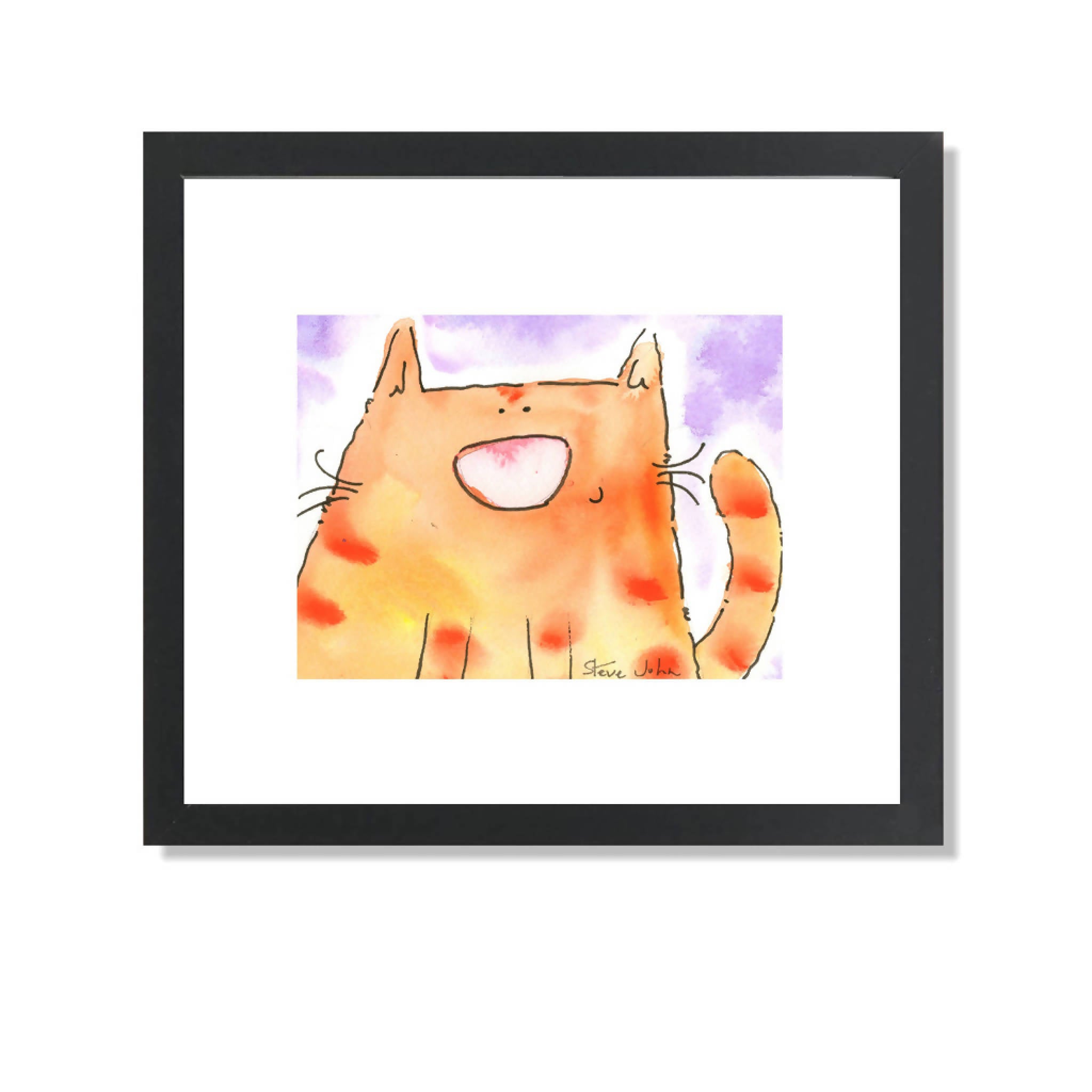 CARTOON CAT, MOUNTED, UNFRAMED