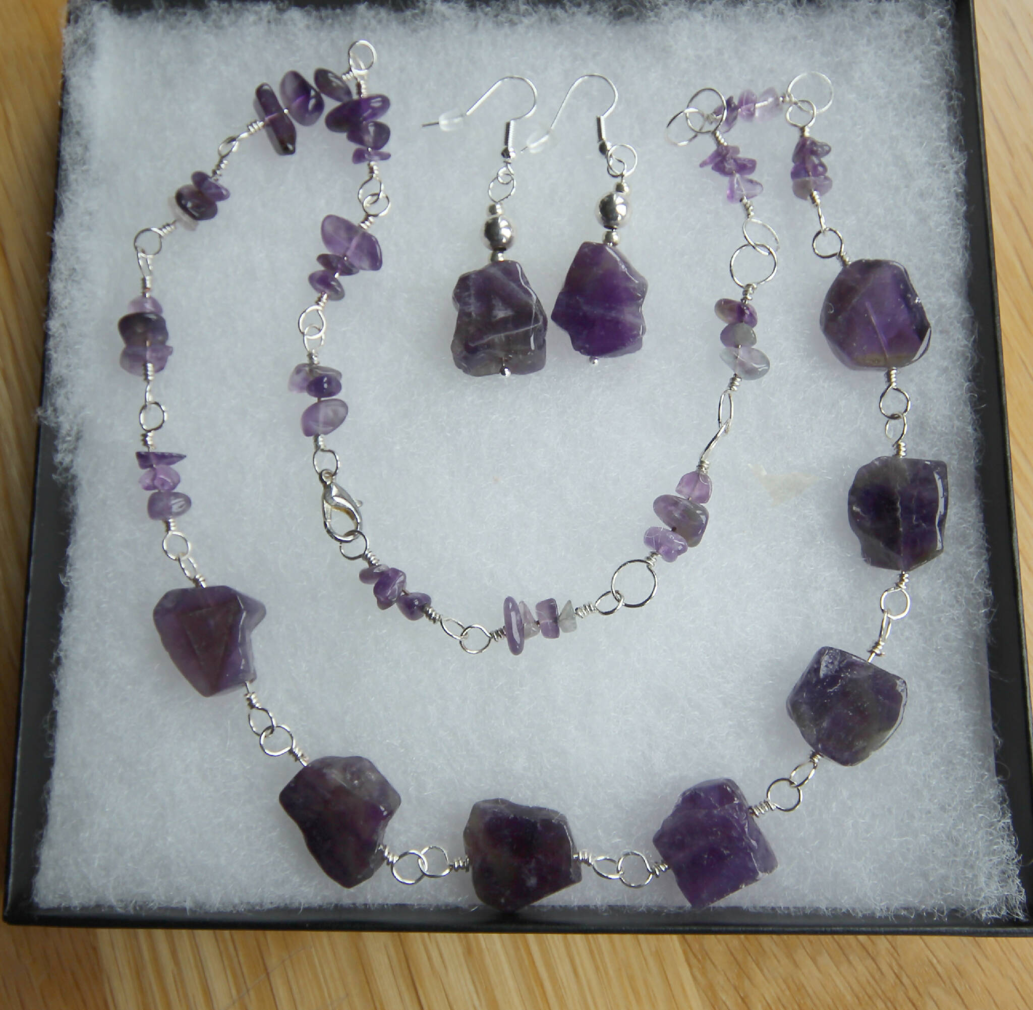 Amethyst Gem Stone Necklace & Earring set 501/1301