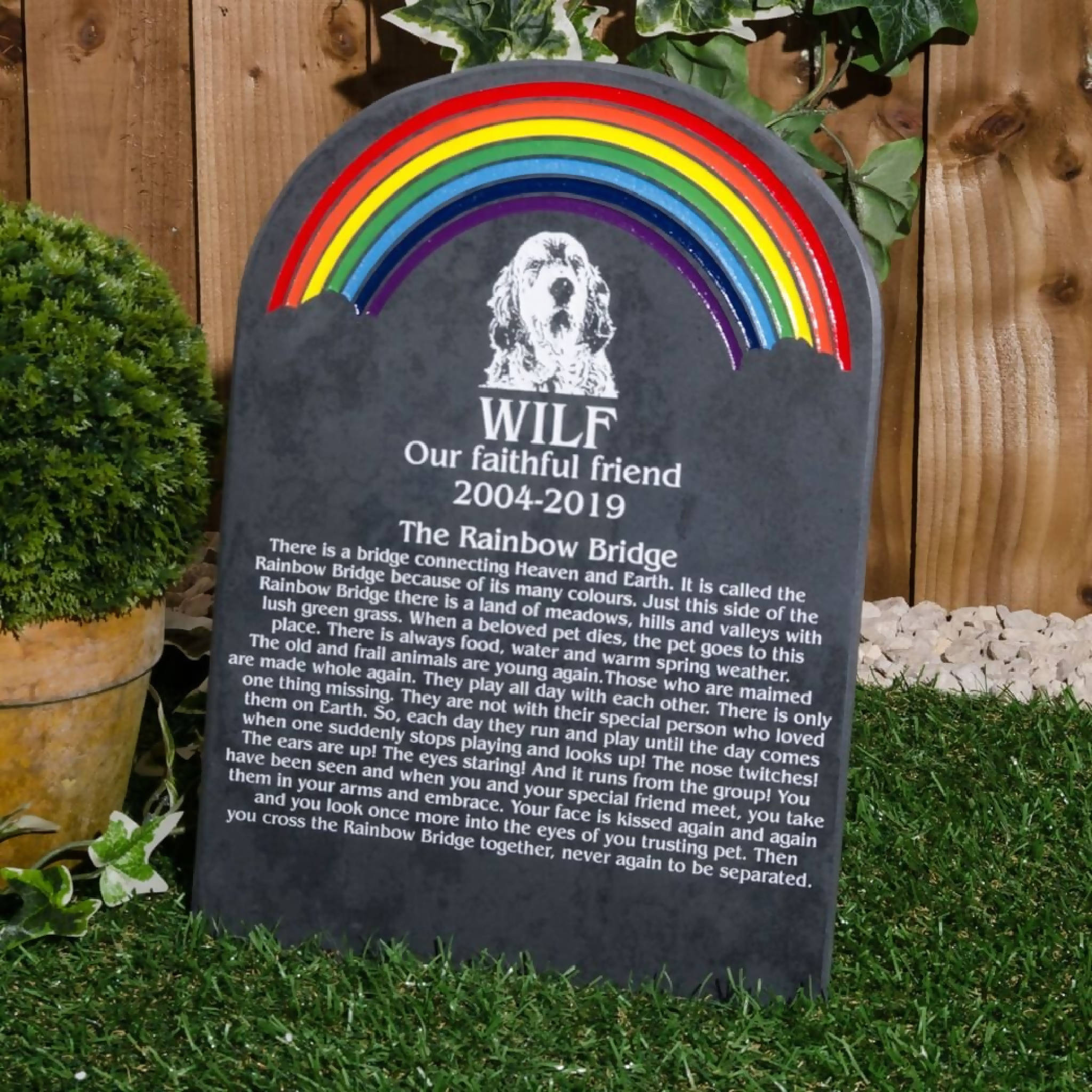 Rainbow Bridge Pet Gravestone with PHOTO | 45 x 27cm