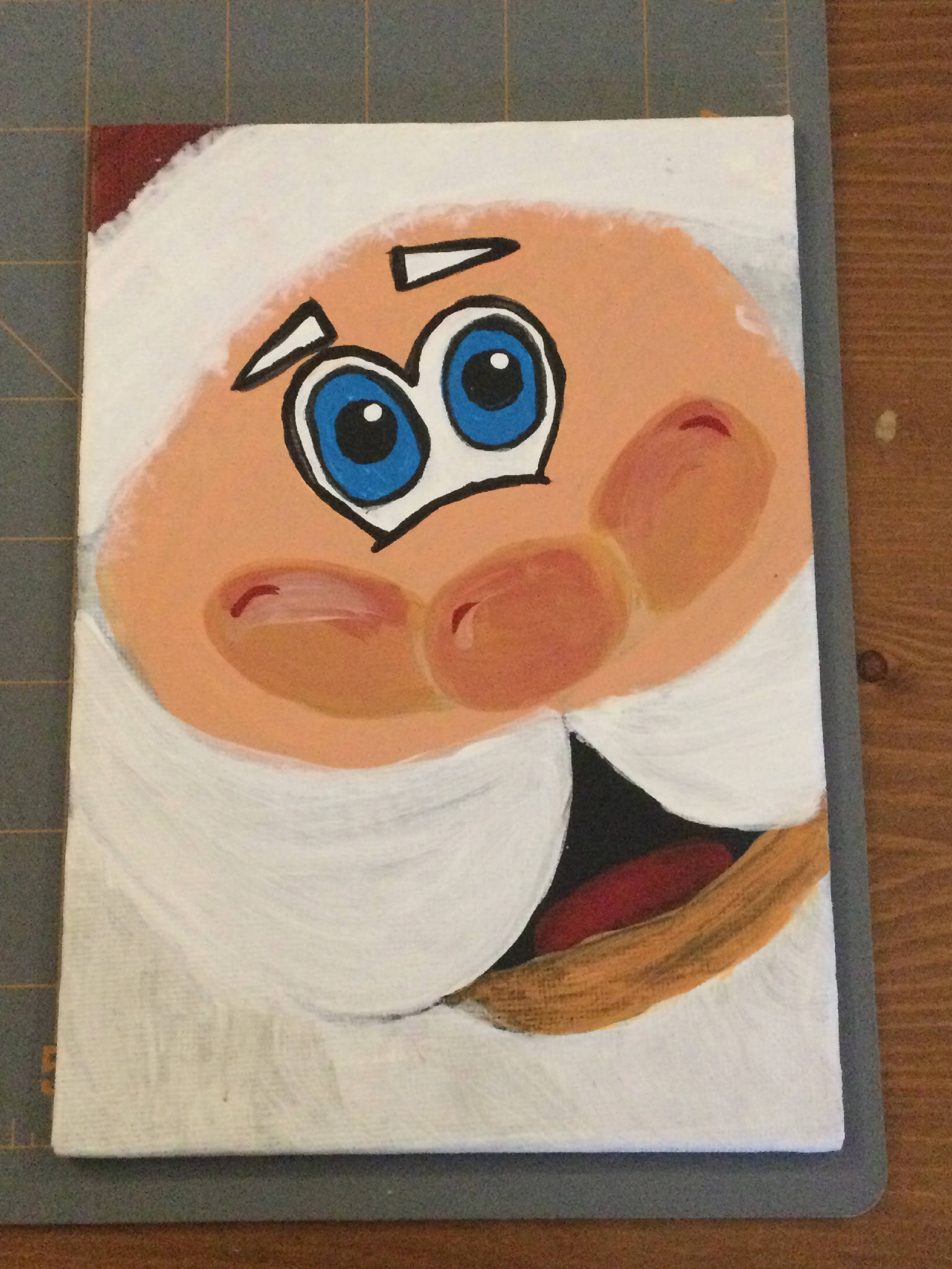 Handpainted Smiley Santa Picture - 7" x 5"